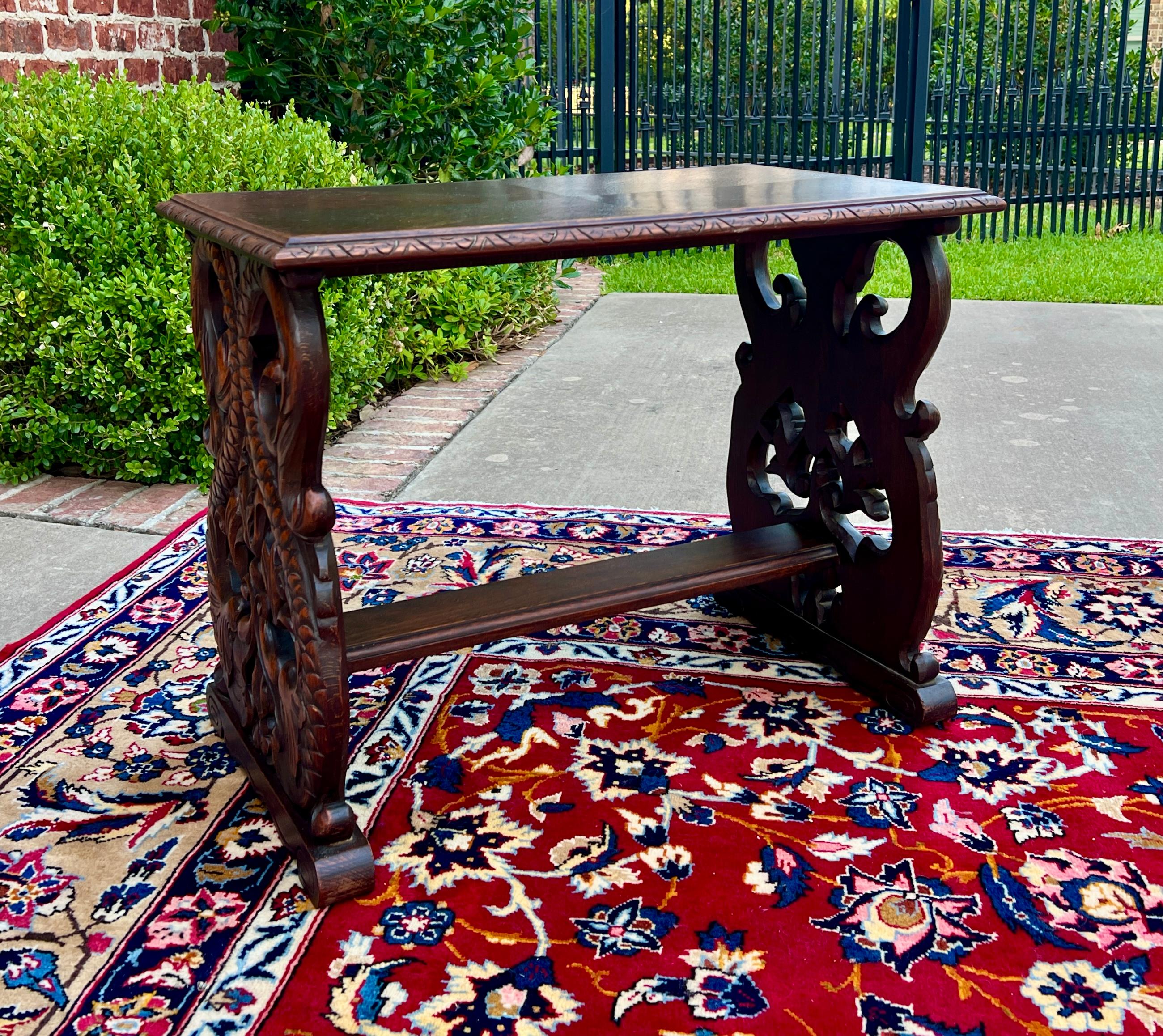 Antique French Coffee Table End Side Table Dolphins Carved Oak Renaissance 6
