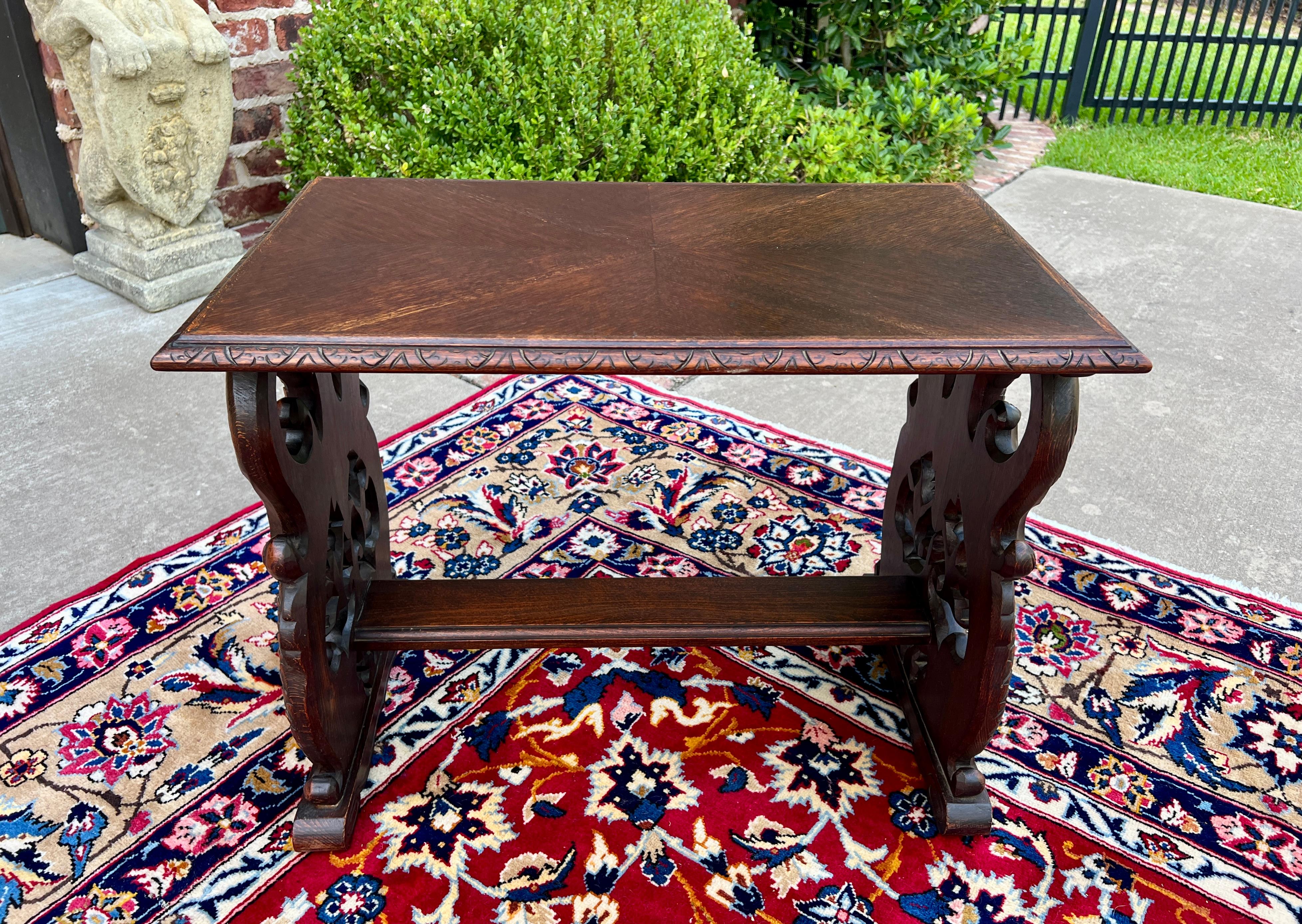 Antique French Coffee Table End Side Table Dolphins Carved Oak Renaissance 8
