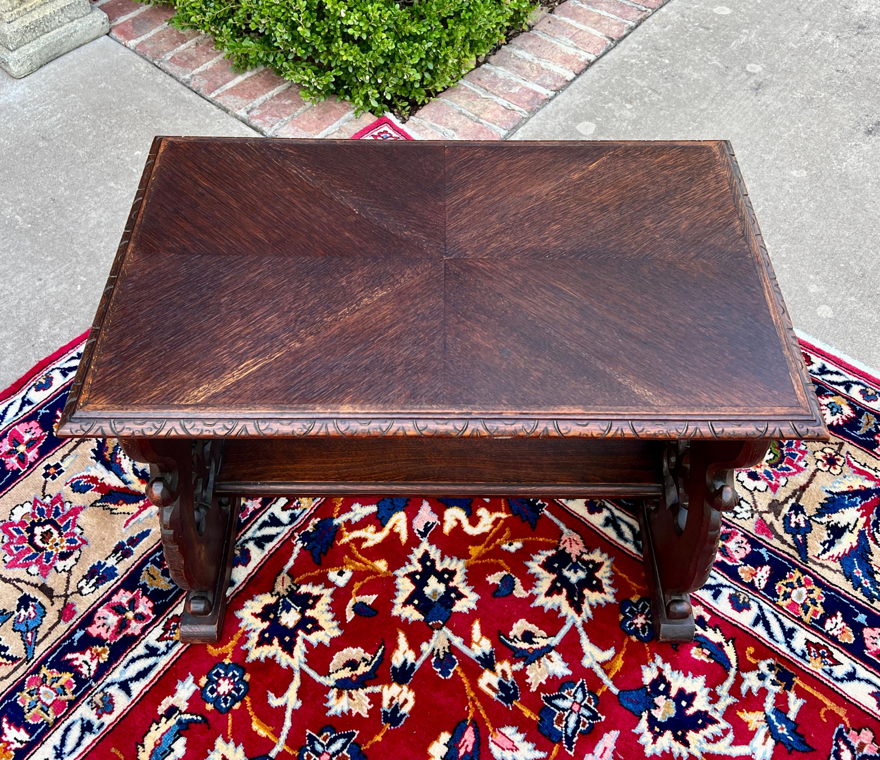 Antique French Coffee Table End Side Table Dolphins Carved Oak Renaissance 9