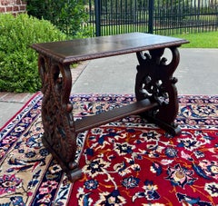 Antique French Coffee Table End Side Table Dolphins Carved Oak Renaissance