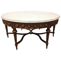 Antique French Coffee Table with Porcelain Sevres Plaques