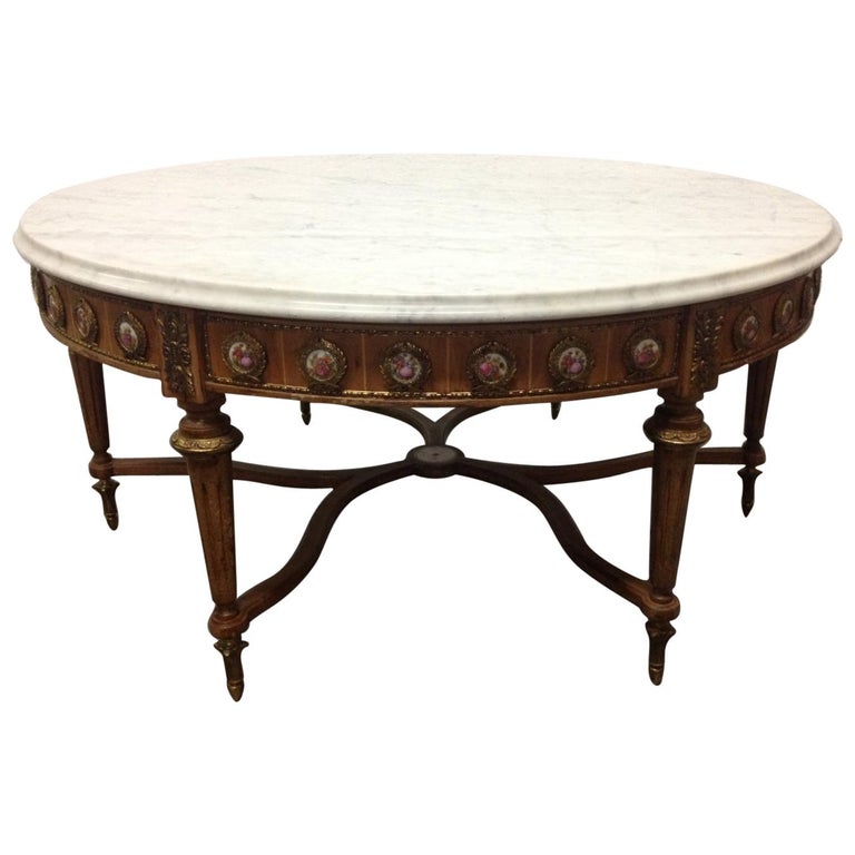 Antique French Coffee Table With Porcelain Sevres Plaques For Sale At 1stdibs