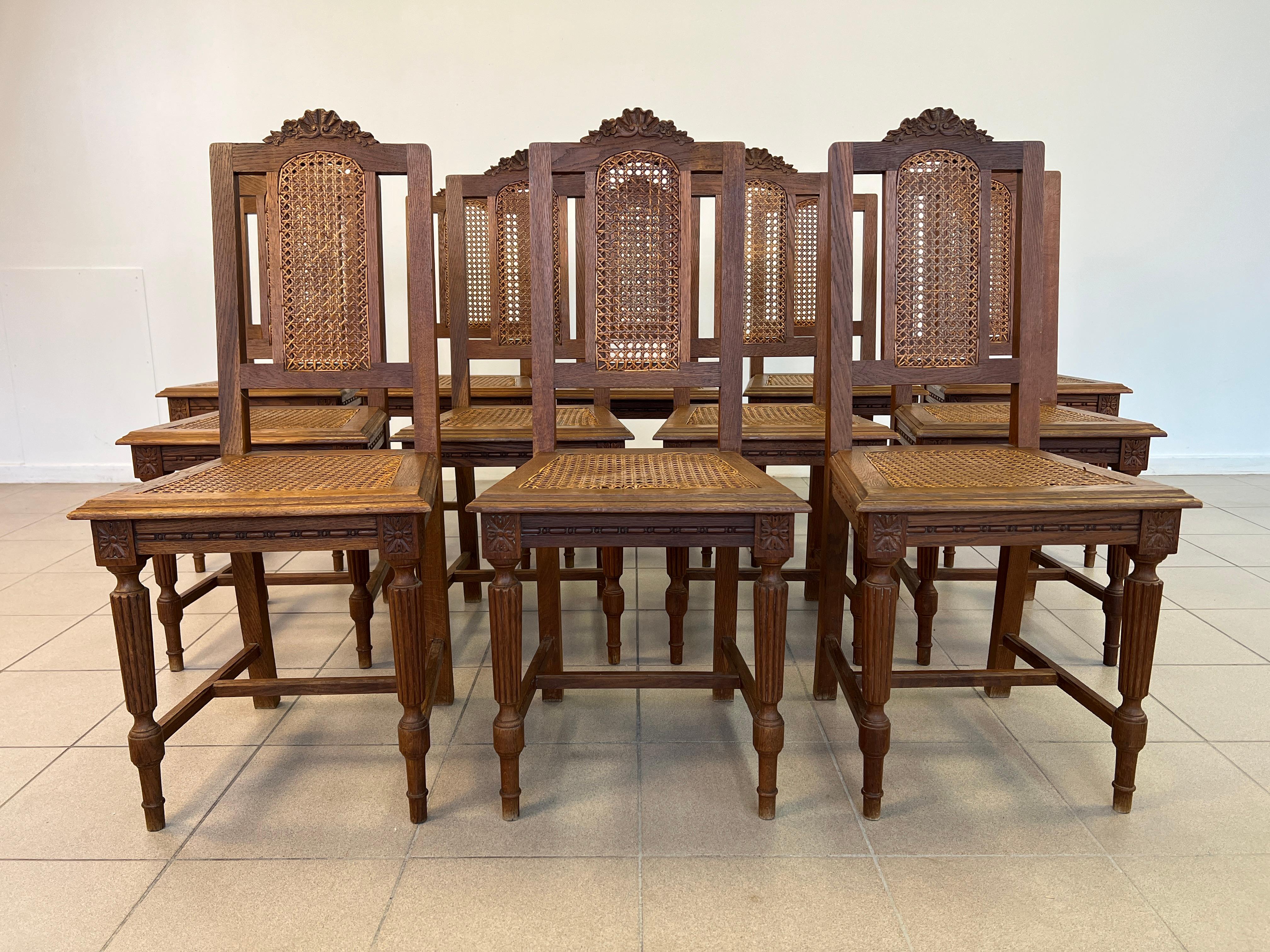 Dimensions: H 39” x W 17” x D 17.7” x SH 18.5”

Set of 12 Antique French Colonial Dining Chairs made of carved solid wood with backs and seats in woven rattan. A rare and great addition to your interior.


Please see our other listings for ideas and