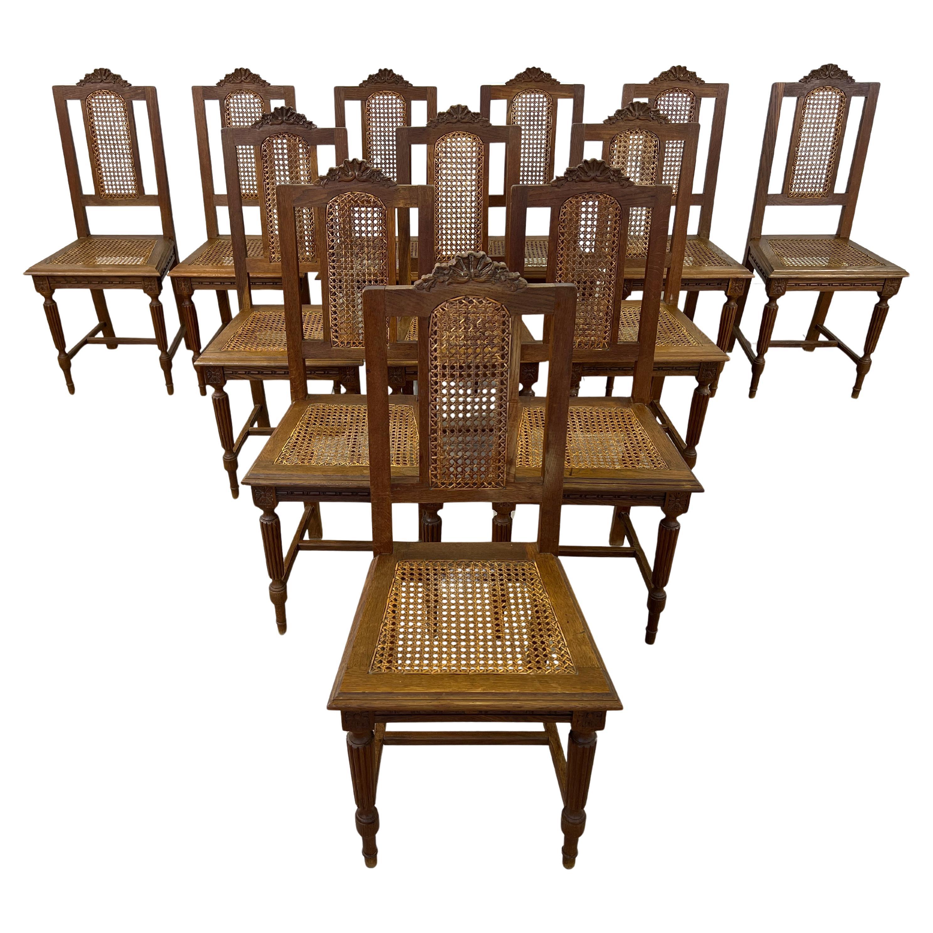 Antique French Colonial Rattan Dining Chairs – Set of 12 im Angebot