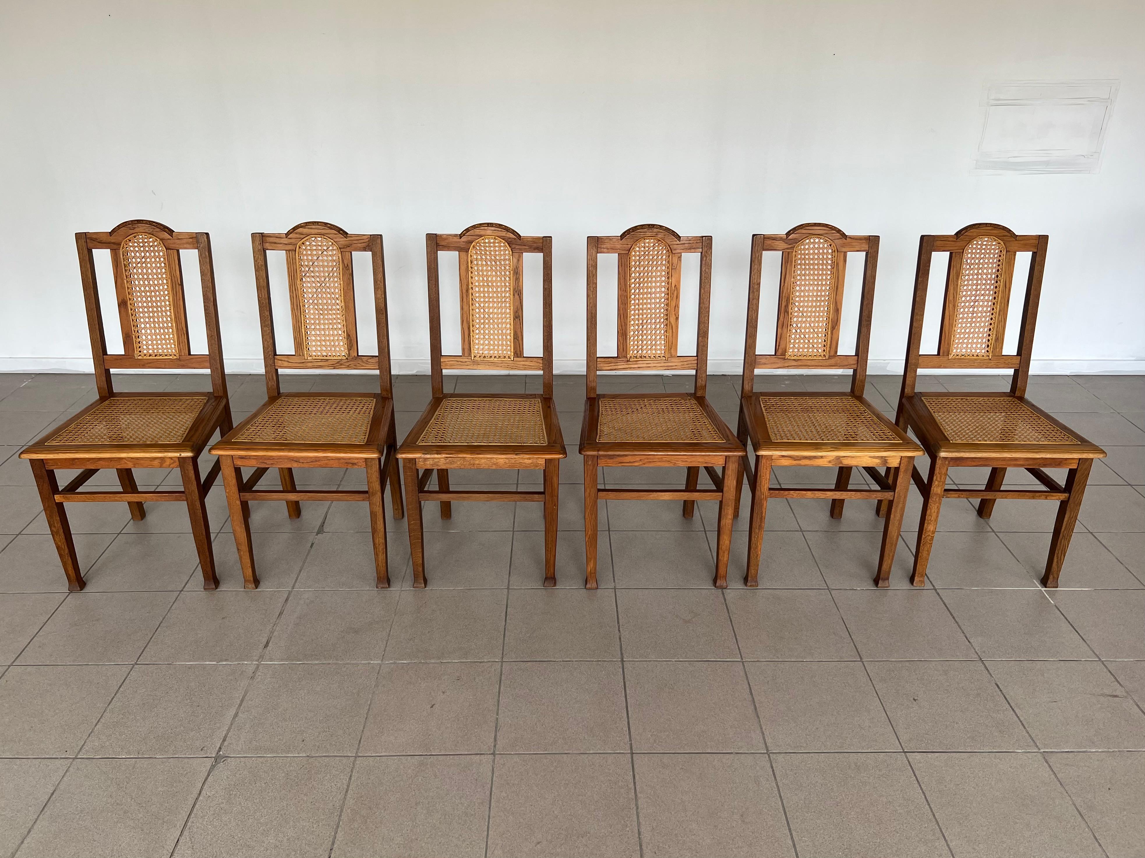 Francese Sedie da pranzo in rattan Antique French Coloni - Set di 6 in vendita