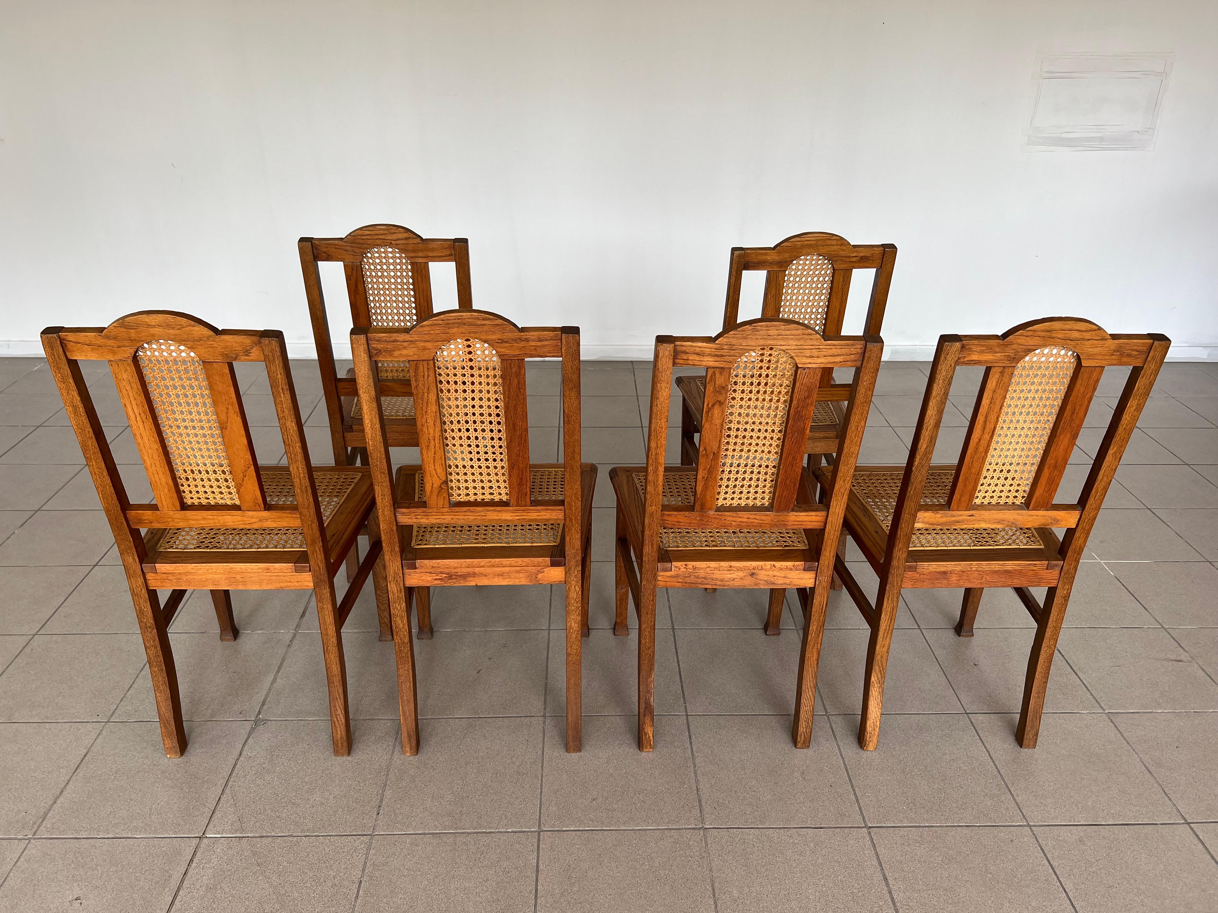 Rattan Sedie da pranzo in rattan Antique French Coloni - Set di 6 in vendita