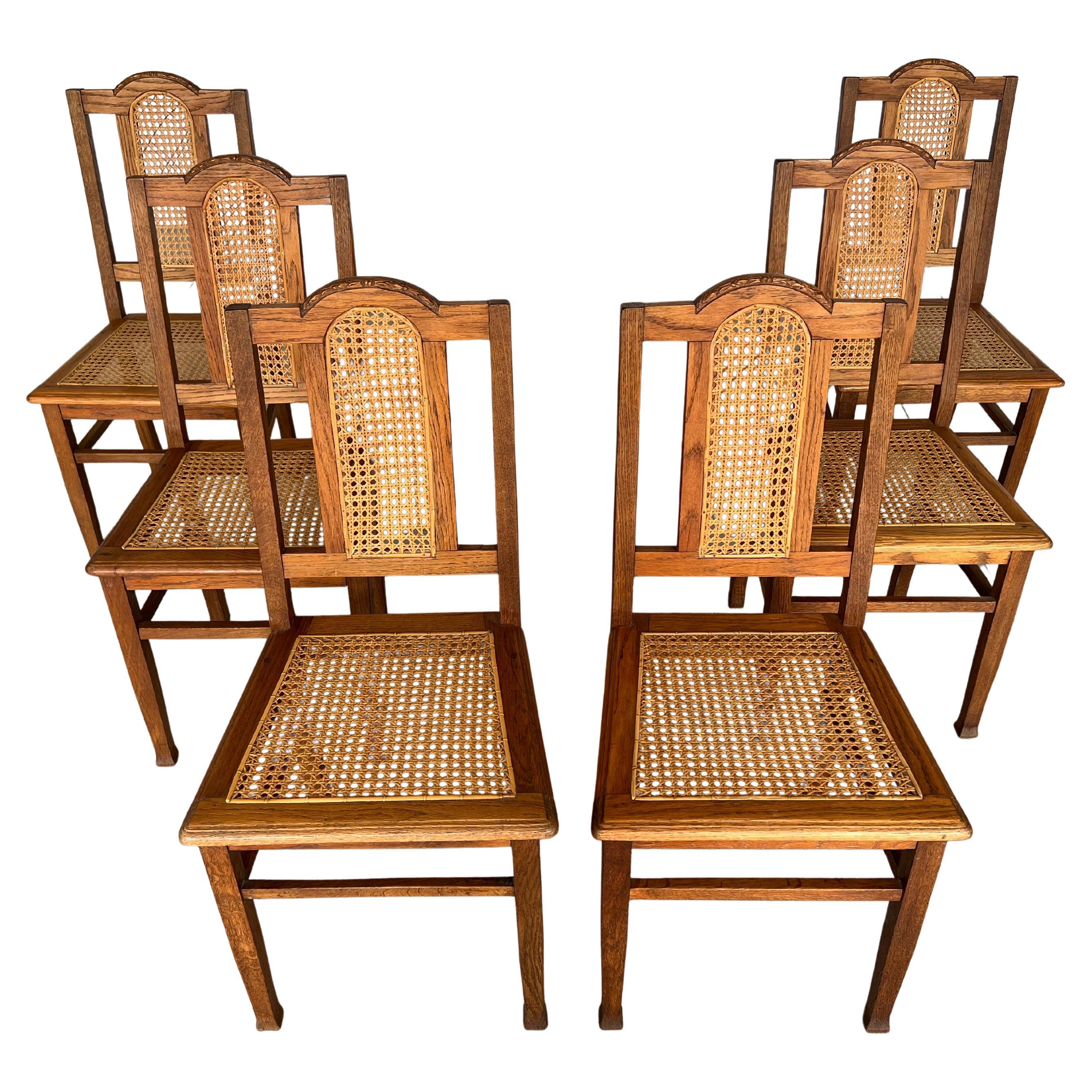 Antique French Colonial Rattan Dining Chairs – Set of 6