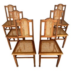 Antique French Colonial Rattan Dining Chairs – Set of 6