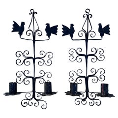 Paire d'appliques à bougies anciennes de style colonial français