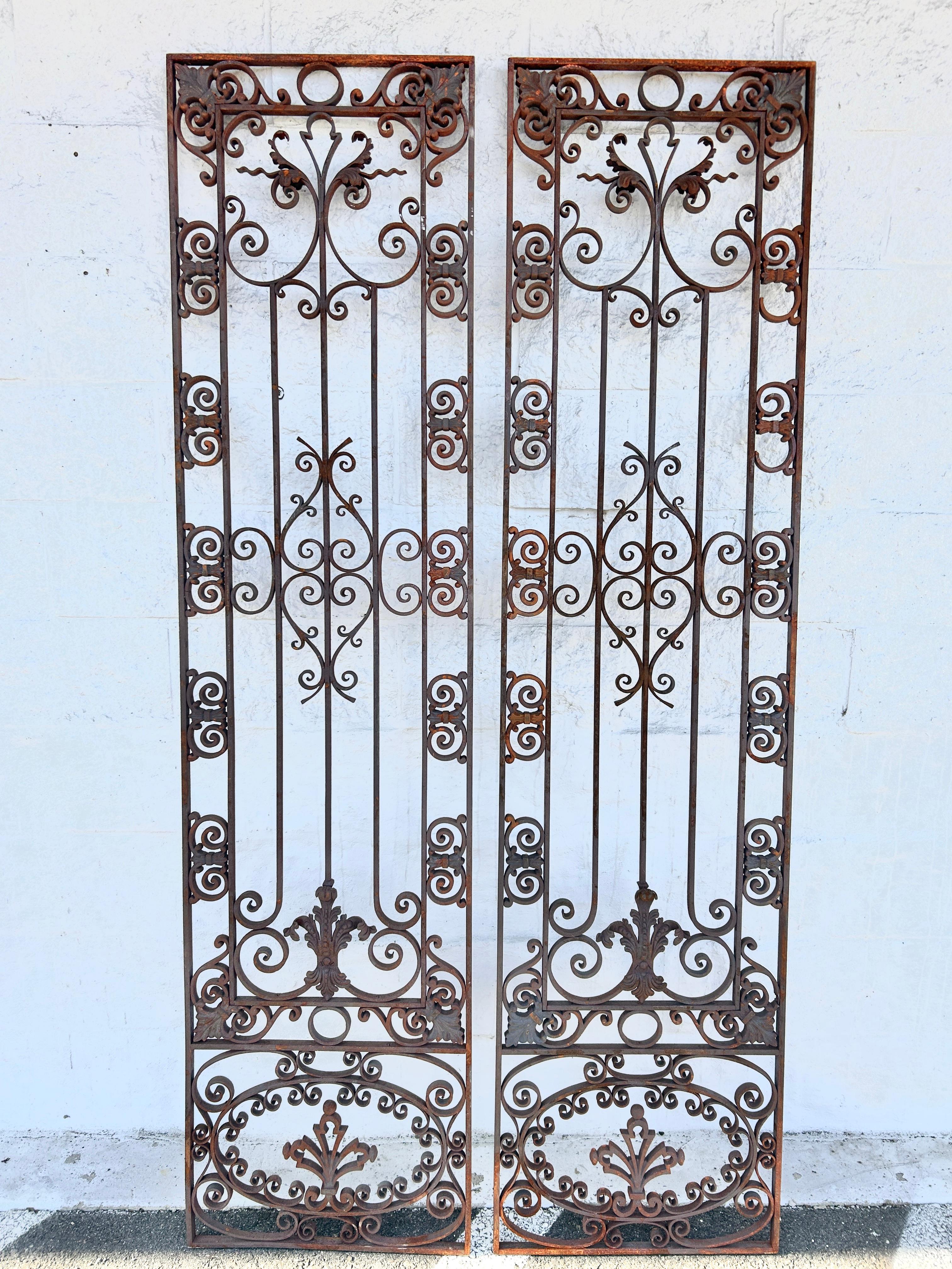 
This pair of antique French Colonial Garden Gates from the early 20th century stand 77 inches tall, 19 inches wide and are .75 inches thick. Bringing authentic and sophisticated architectural elements to either exterior or interior uses.  These