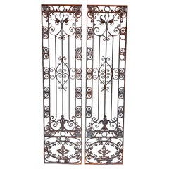 Antique French Colonial Wrought Iron Architectural Garden Gates or Door Guards