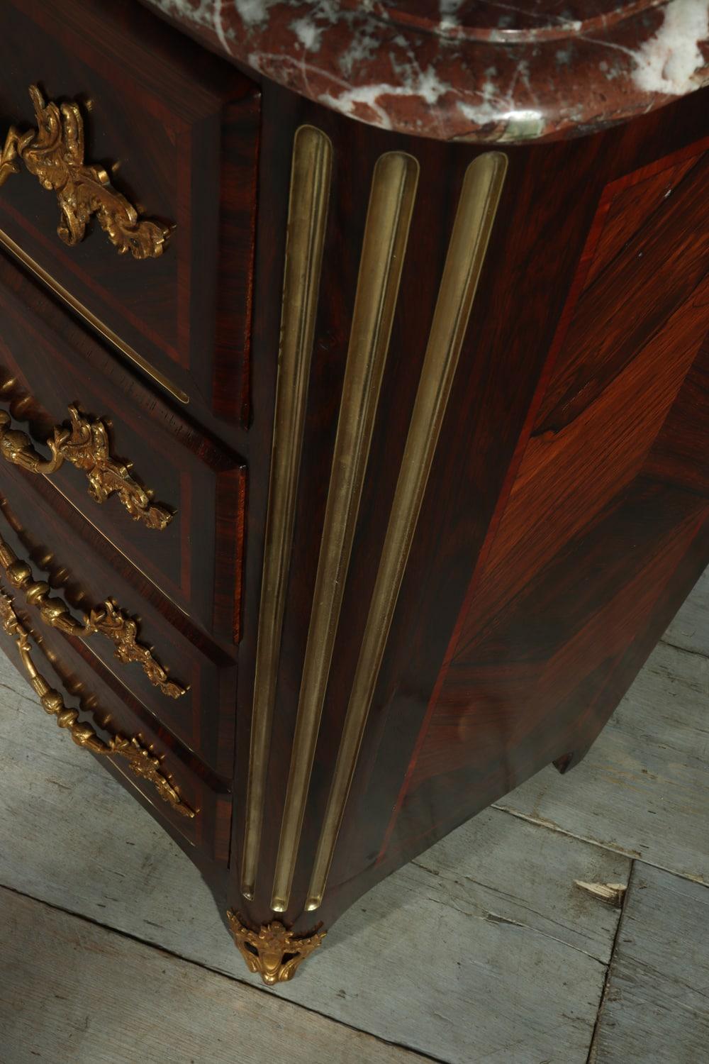 Rosewood Antique French Commode Chest of Drawers, circa 1880 For Sale