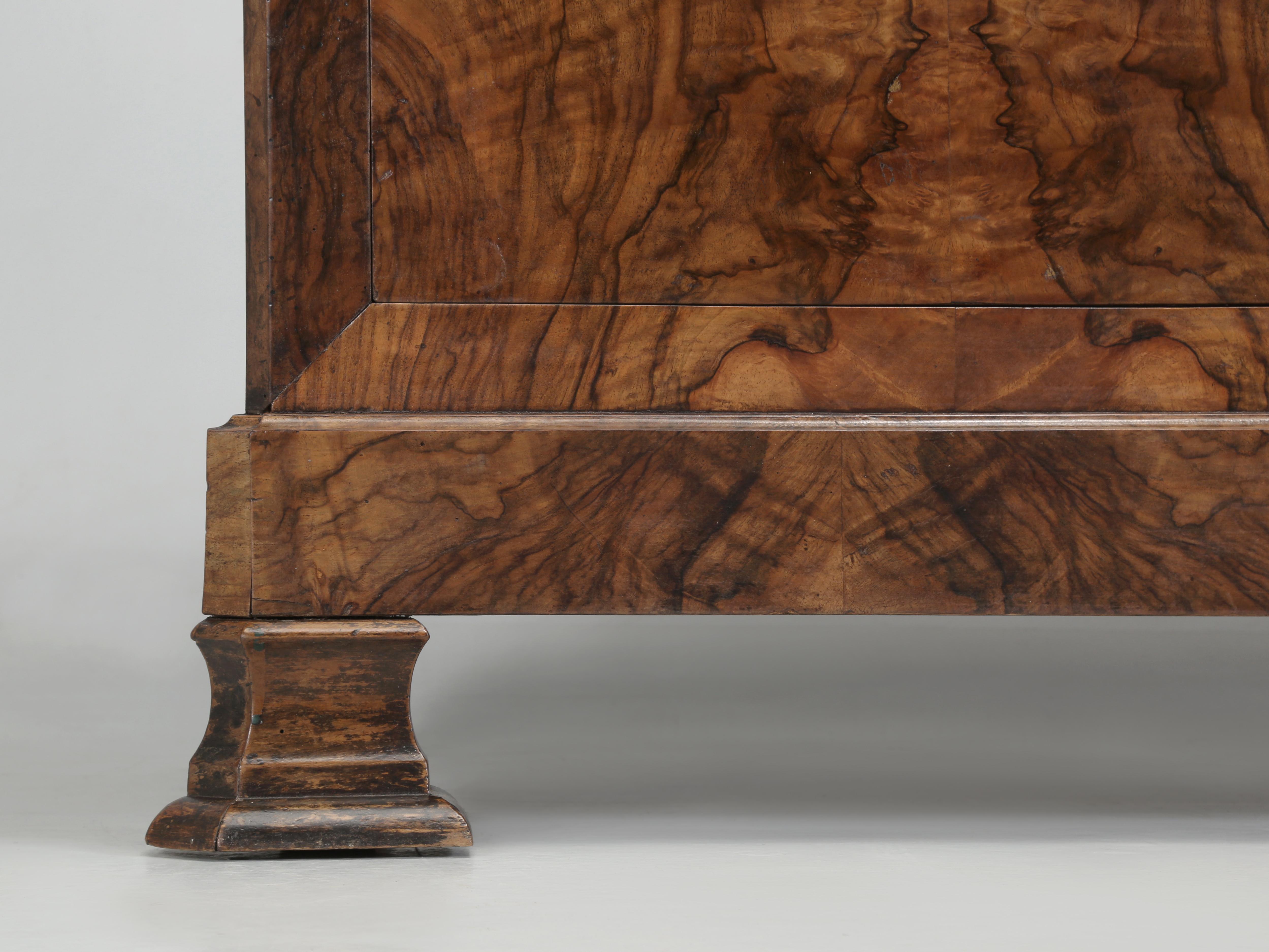 Antique French Commode Louis Philippe Style Burl Walnut Book-Matched Marble Top For Sale 7
