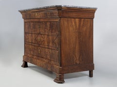 Antique French Commode Louis Philippe Style Burl Walnut Book-Matched Marble Top