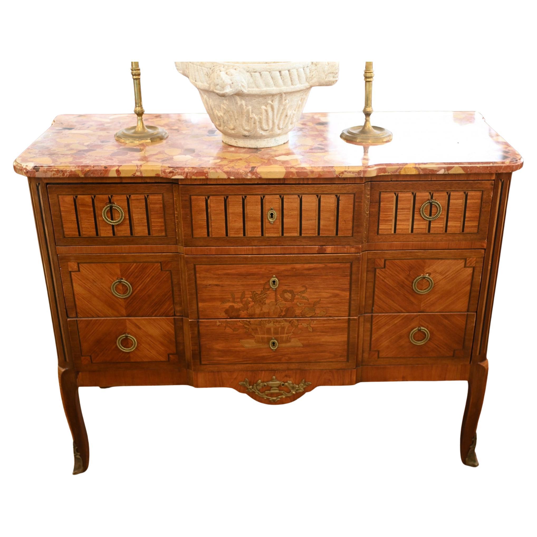 Antique French Commode Louis XVI Cassettiera intarsiata Breakfront