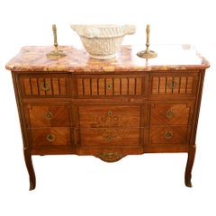 Antique French Commode Louis XVI Chest Drawers Inlay Breakfront