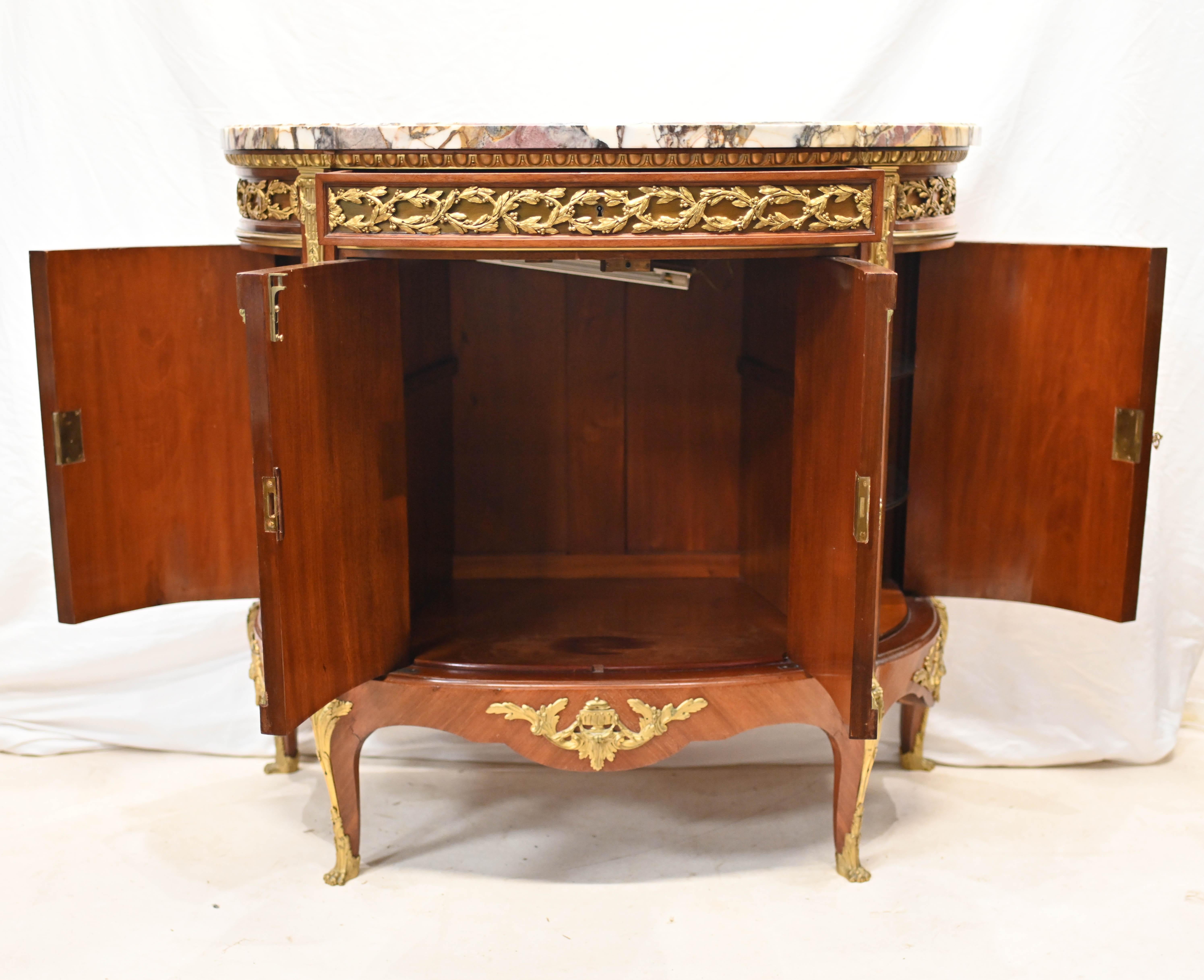 Antique French Commode Neo Classical Inlay Demi Lune 4