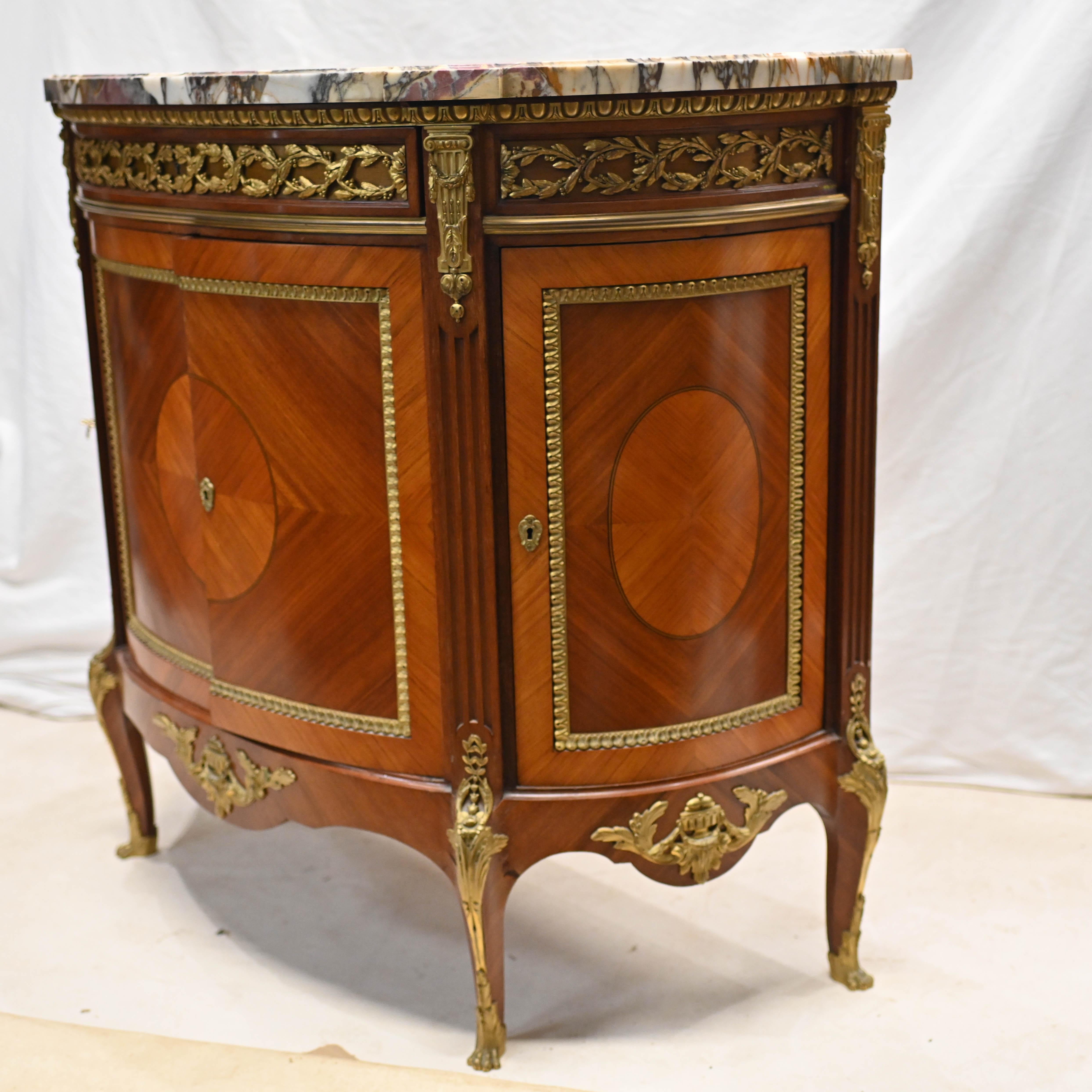 Antique French Commode Neo Classical Inlay Demi Lune 7