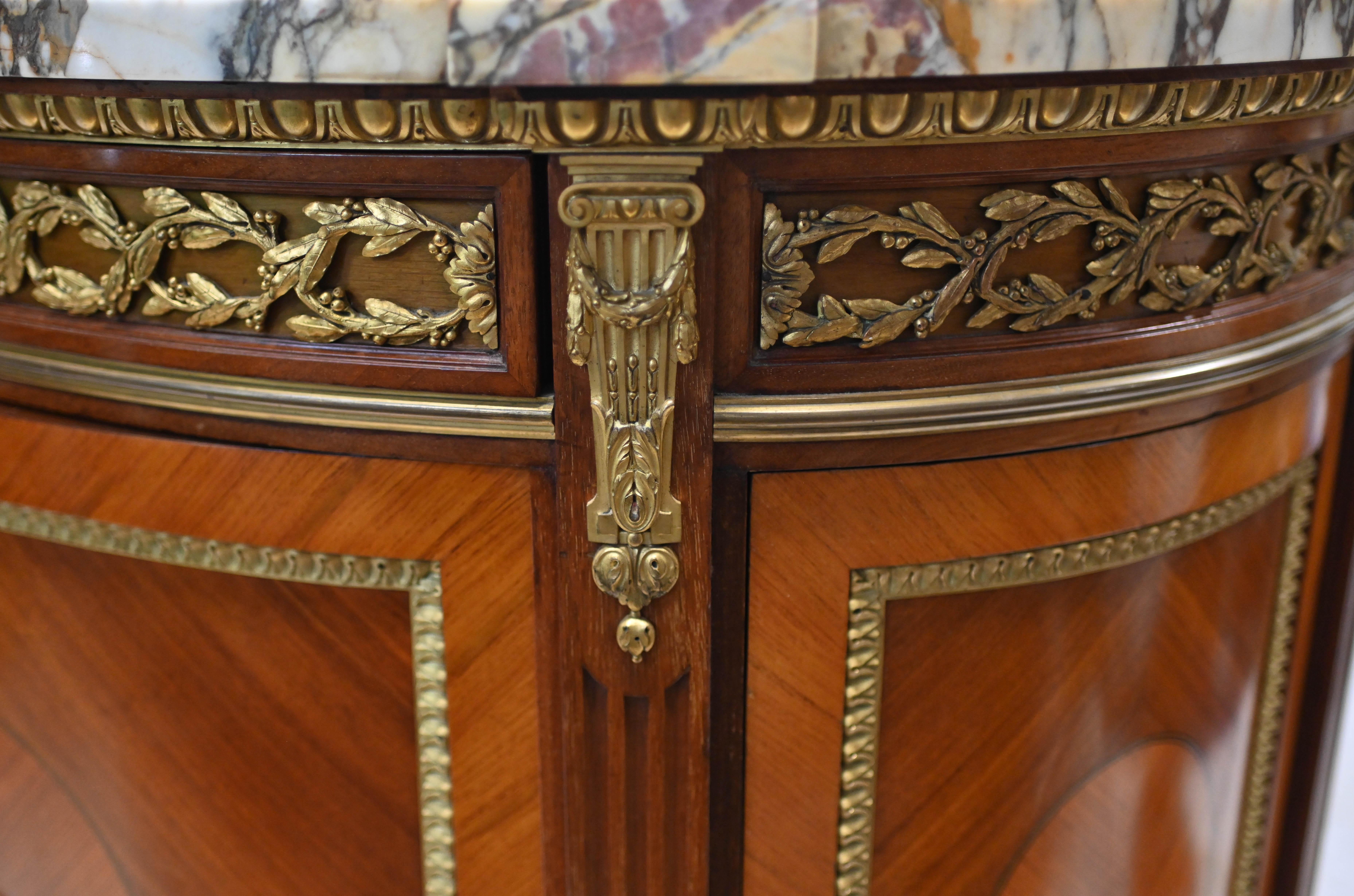 Antique French Commode Neo Classical Inlay Demi Lune 8