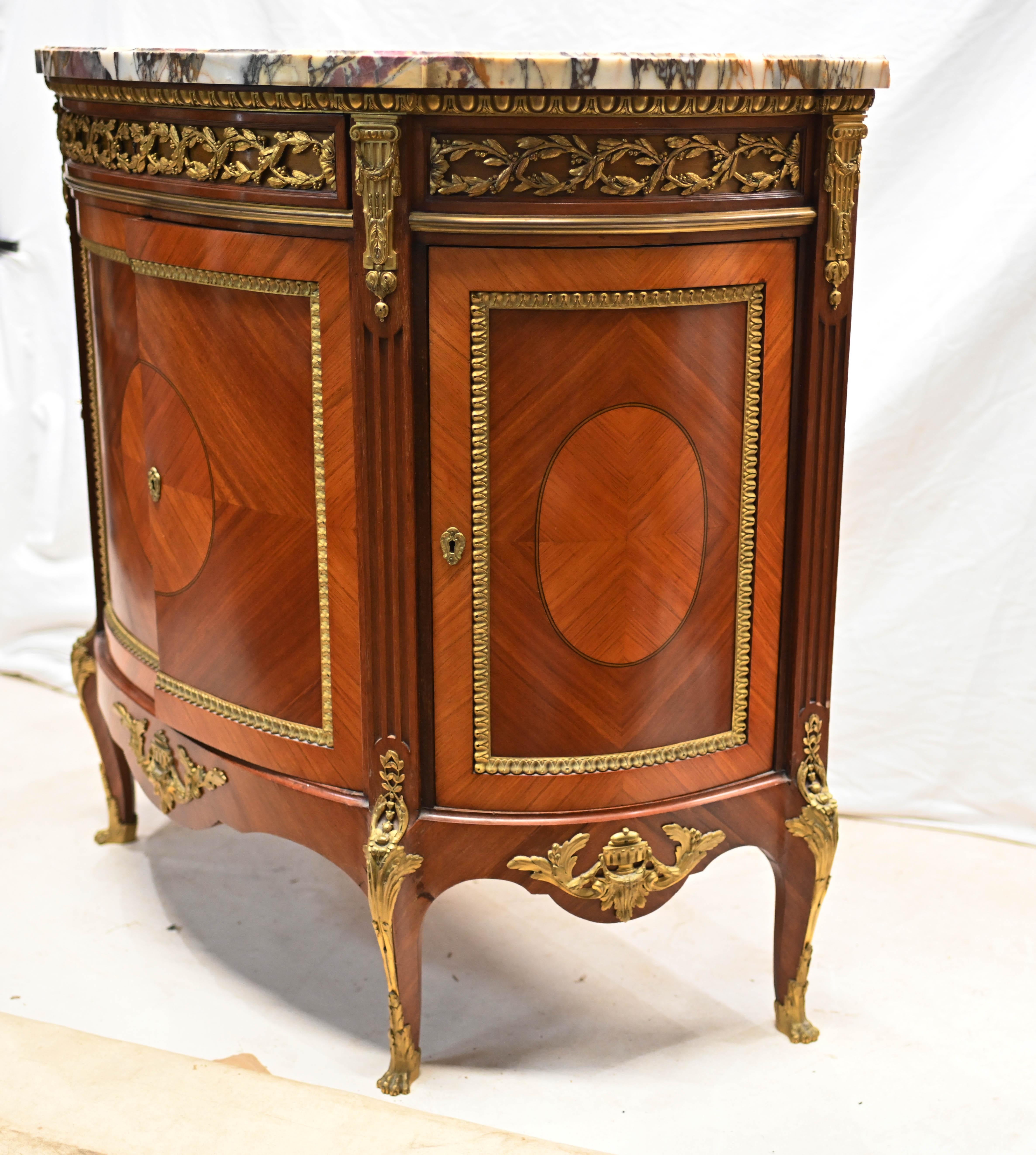 Antique French Commode Neo Classical Inlay Demi Lune 11