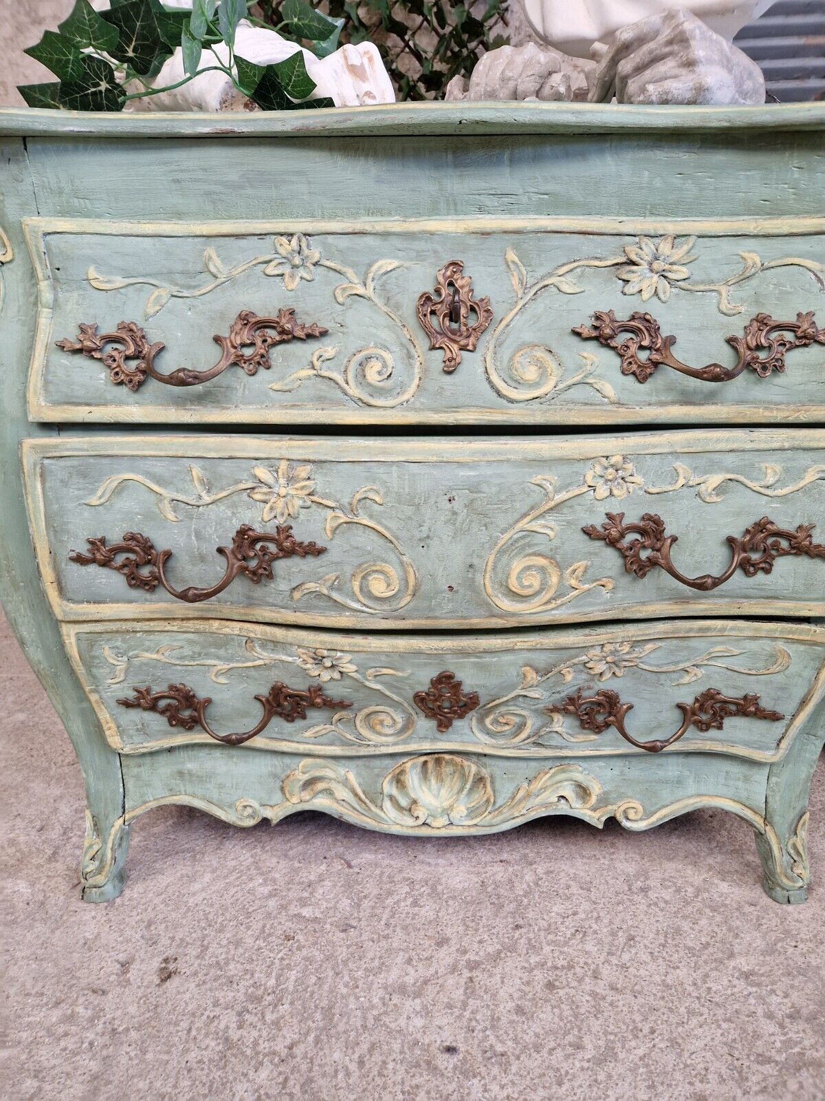 French Provincial Antique French Commode Provincial Bombe Chest of Drawers