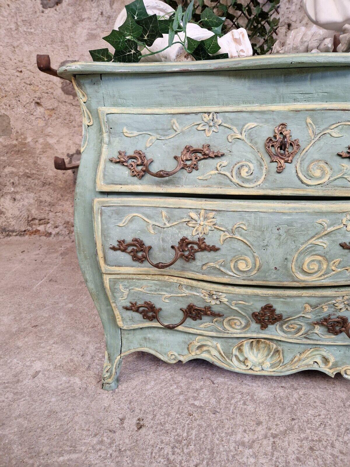 Bronze Antique French Commode Provincial Bombe Chest of Drawers