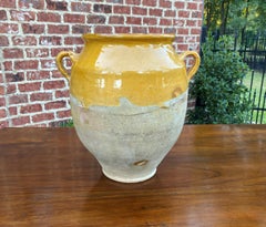 Antique French Confit Pot Large Gold Yellow Glazed Pottery Jar Earthenware #1