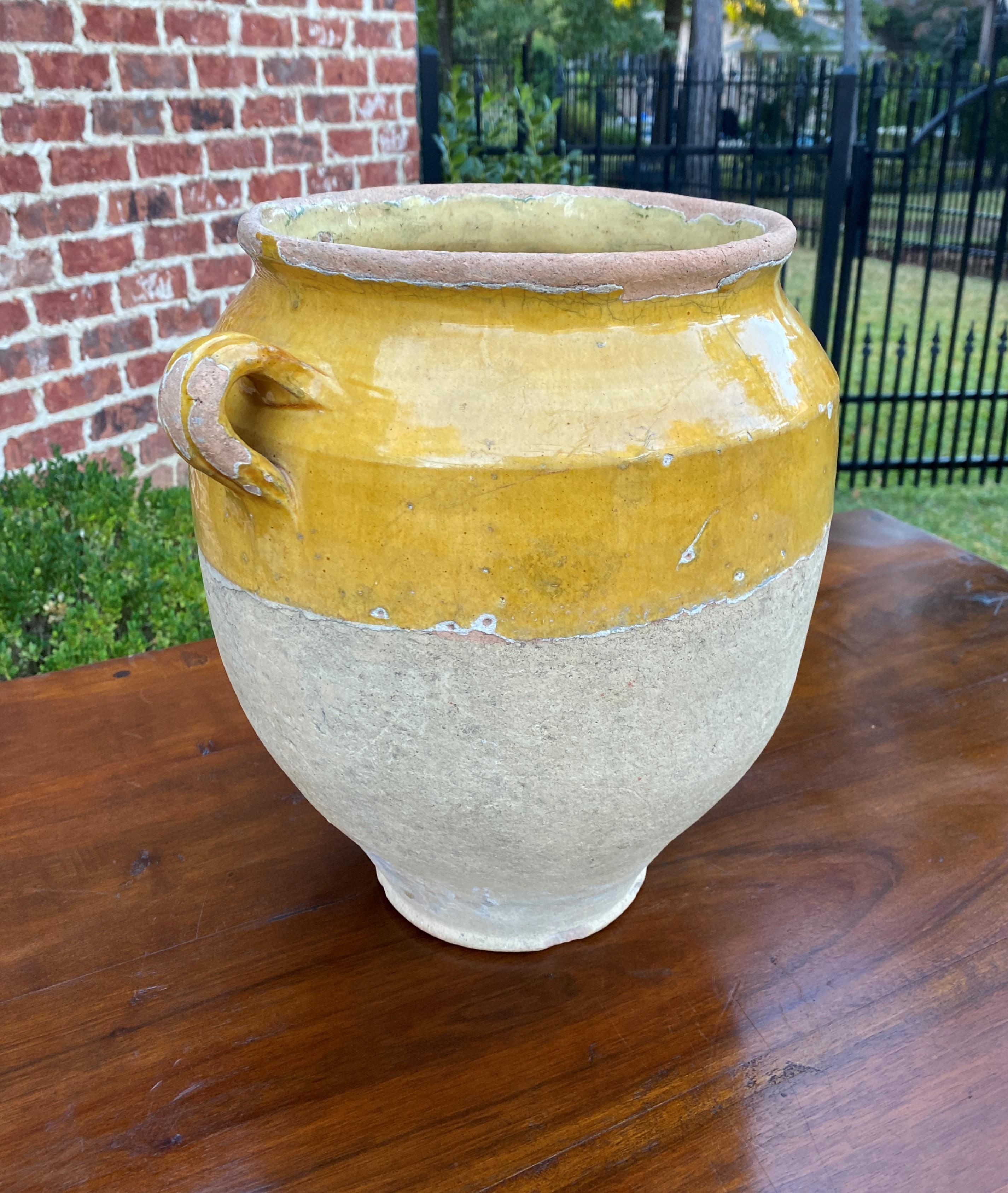 Antique French Confit Pot Large Gold Yellow Glazed Pottery Jar Earthenware #2 5