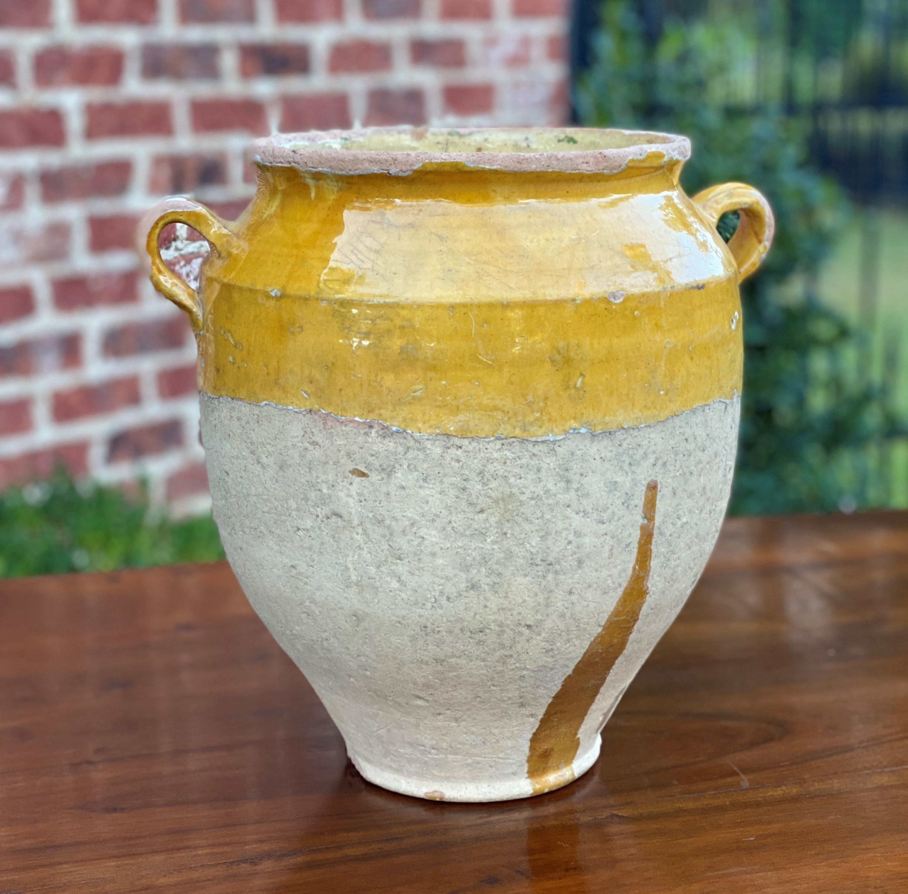 French Provincial Antique French Confit Pot Large Gold Yellow Glazed Pottery Jar Earthenware #2