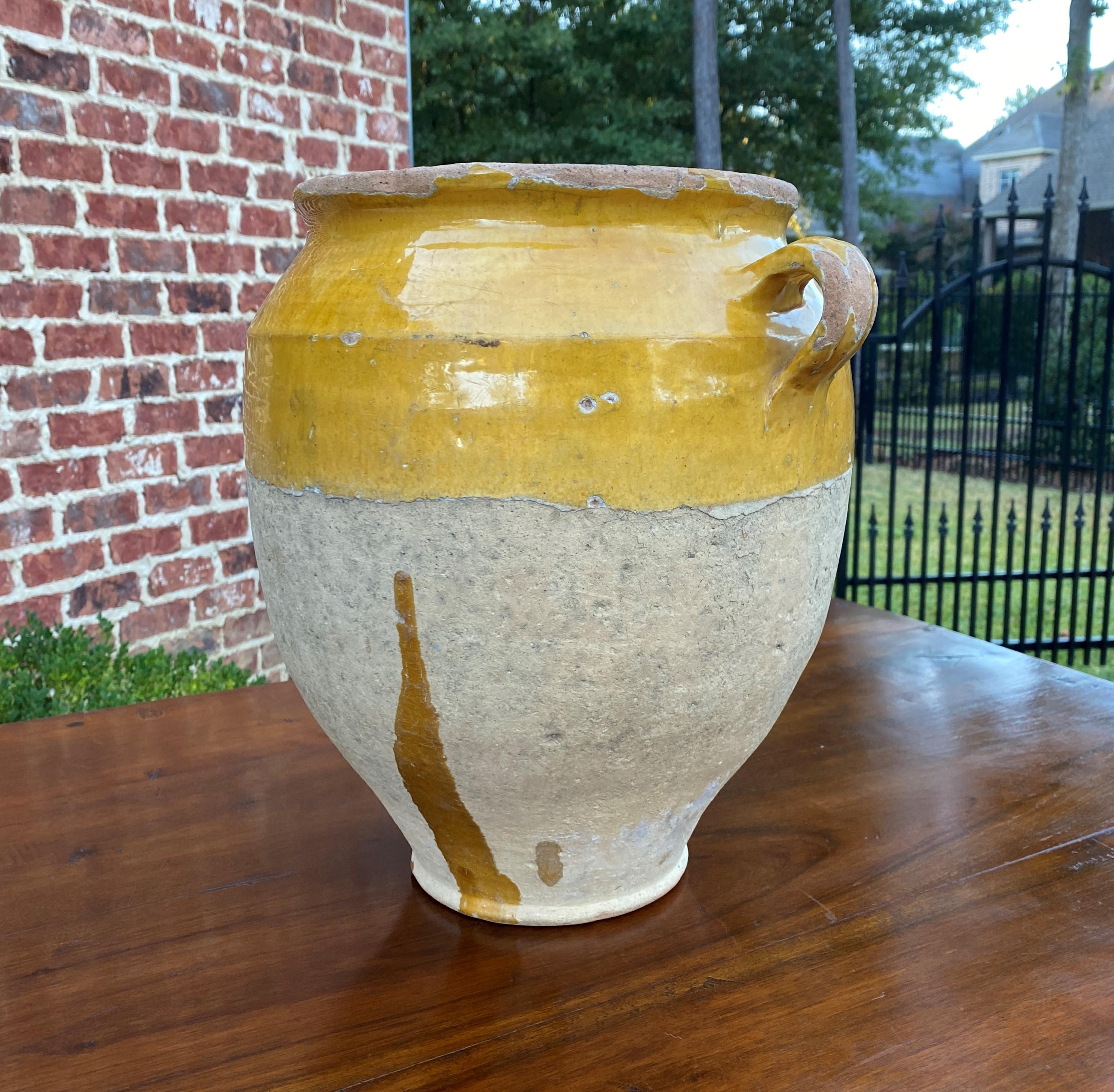Antique French Confit Pot Large Gold Yellow Glazed Pottery Jar Earthenware #2 1