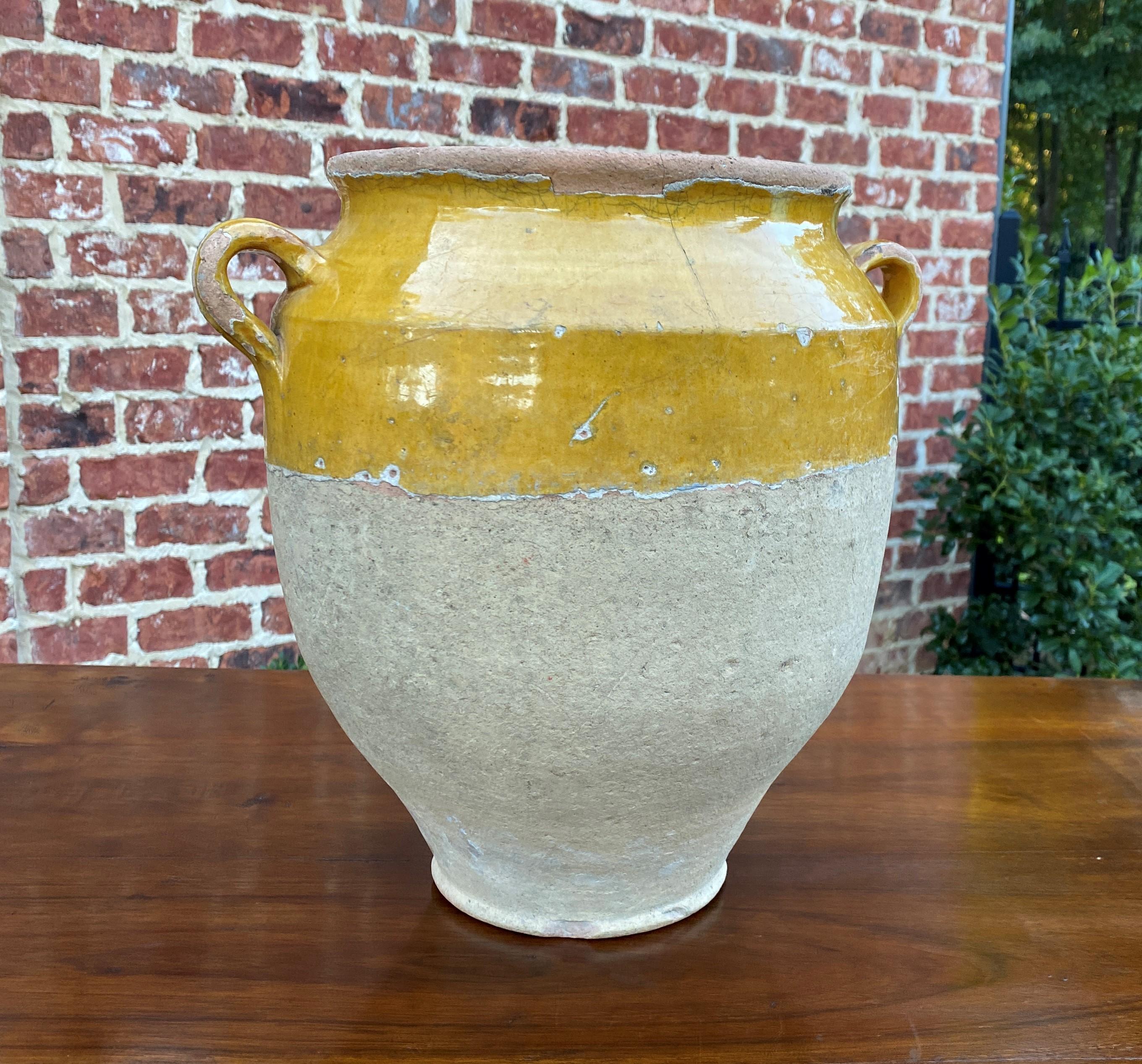 Antique French Confit Pot Large Gold Yellow Glazed Pottery Jar Earthenware #2 2