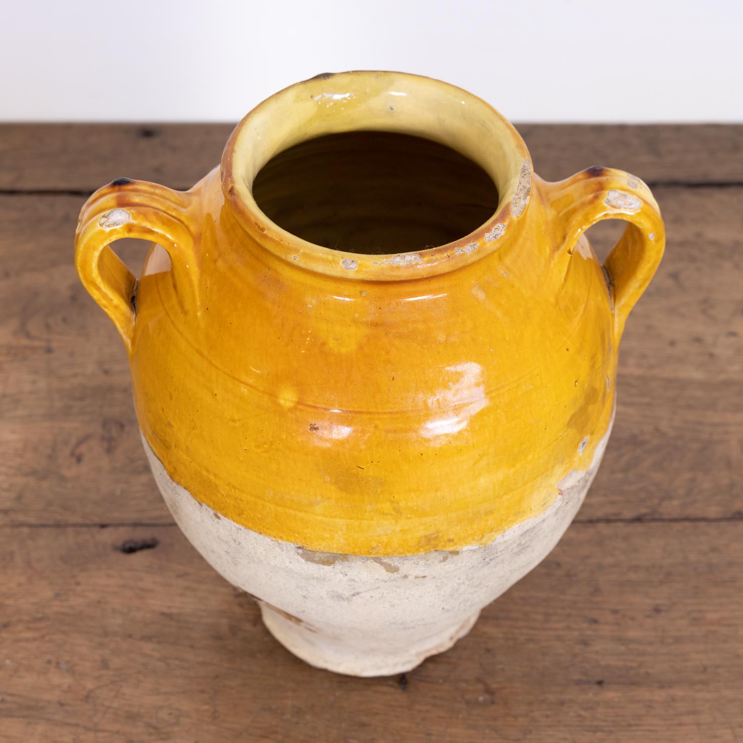 Antique French Confit Pot or Pot de Confit with Yellow Glaze 4