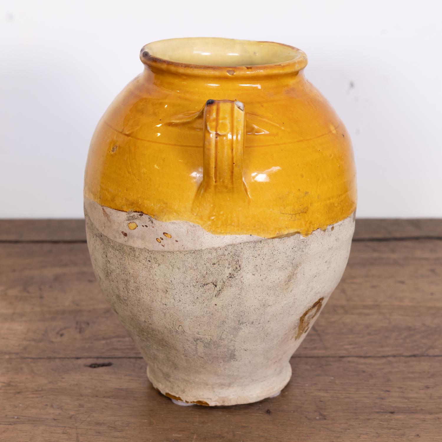 Antique French Confit Pot or Pot de Confit with Yellow Glaze 2