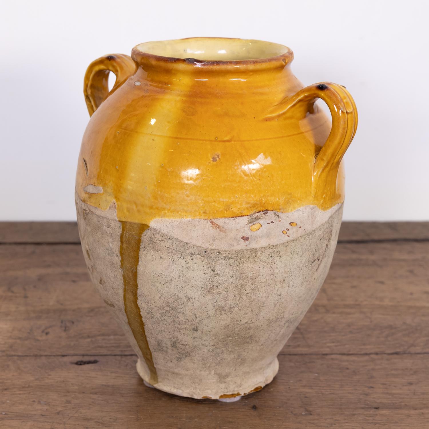 Antique French Confit Pot or Pot de Confit with Yellow Glaze 3