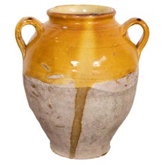 Used French Confit Pot or Pot de Confit with Yellow Glaze