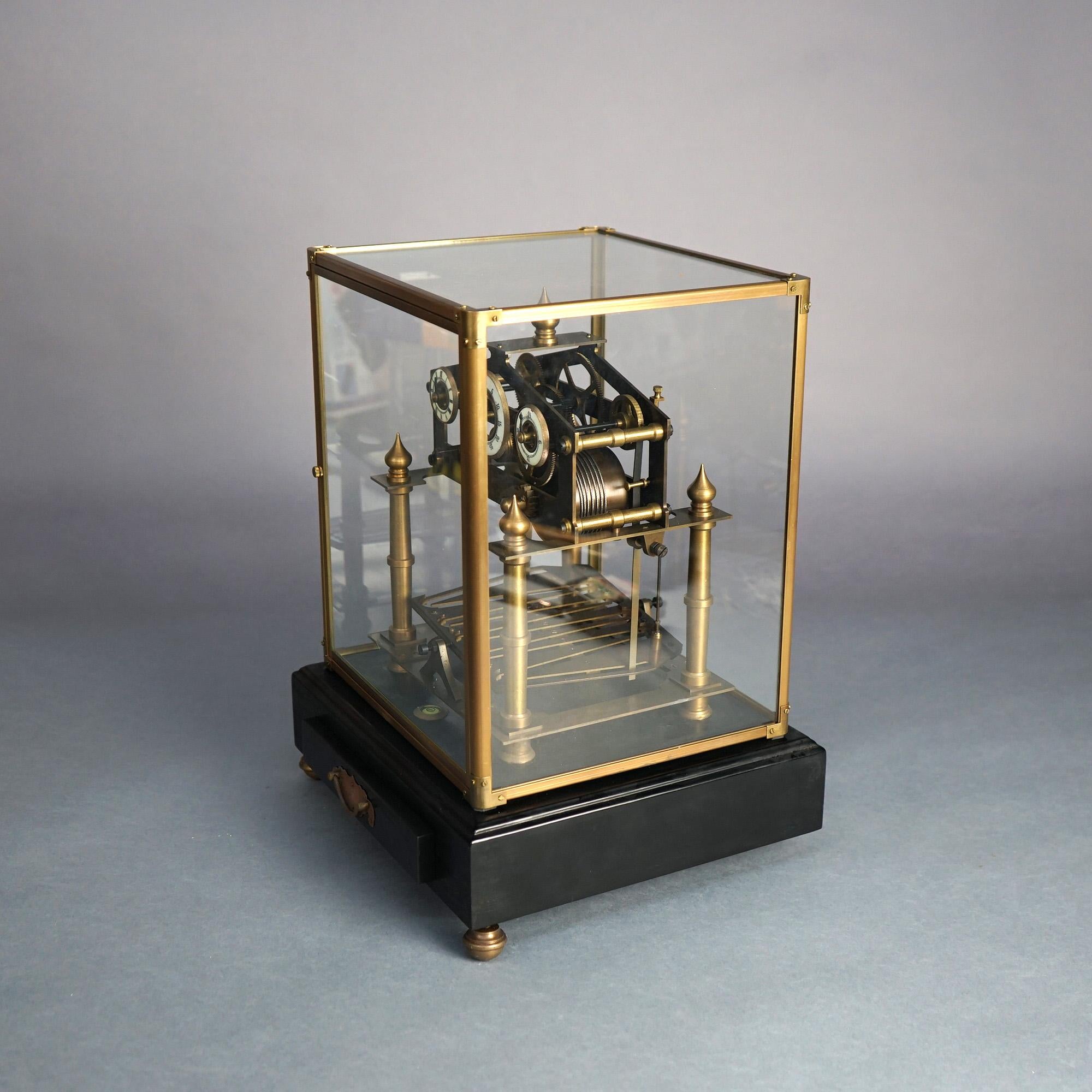 Laiton Antiquité française Congreve Rolling Ball Skeleton Clock 19thC