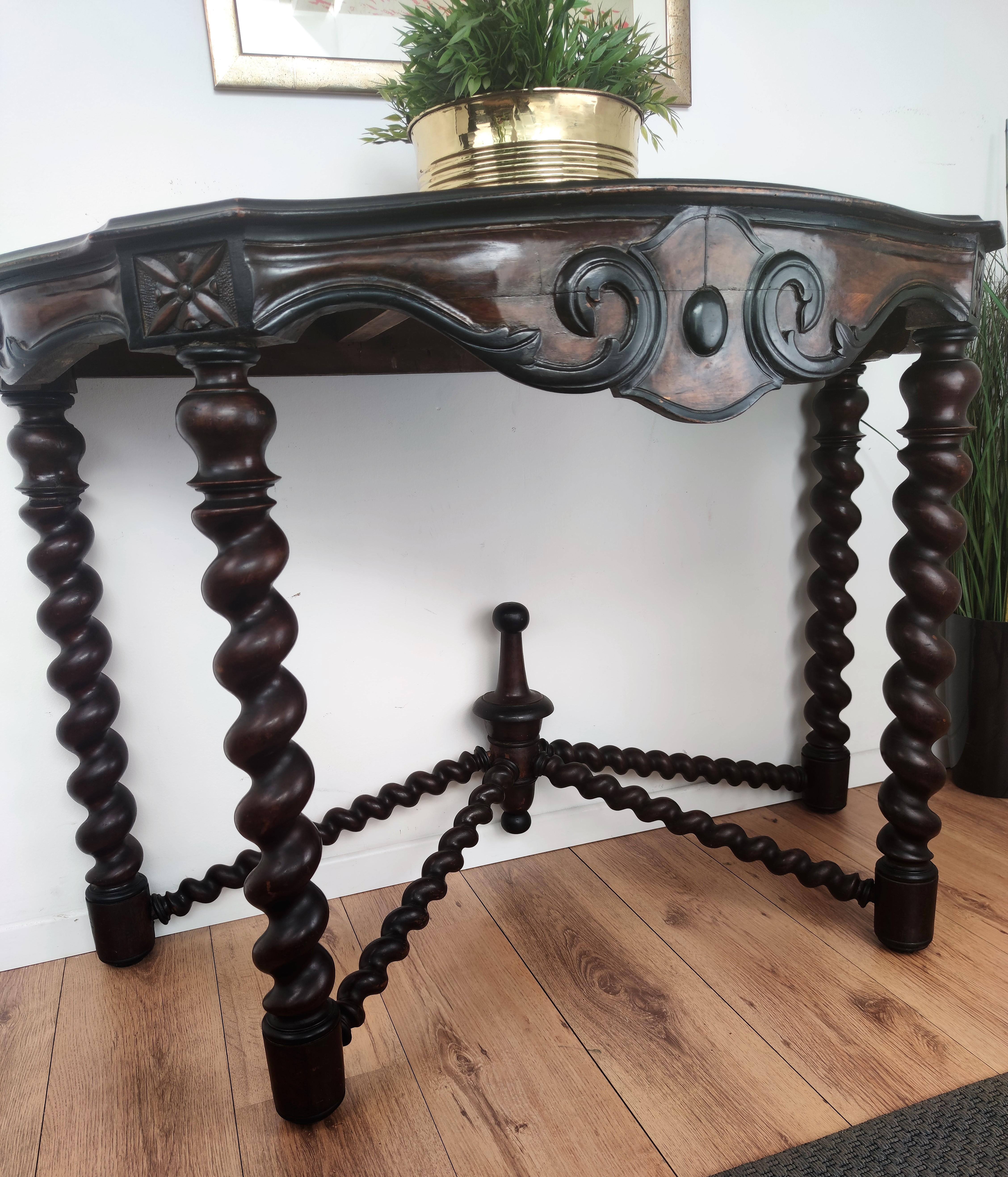 antique table with spiral legs