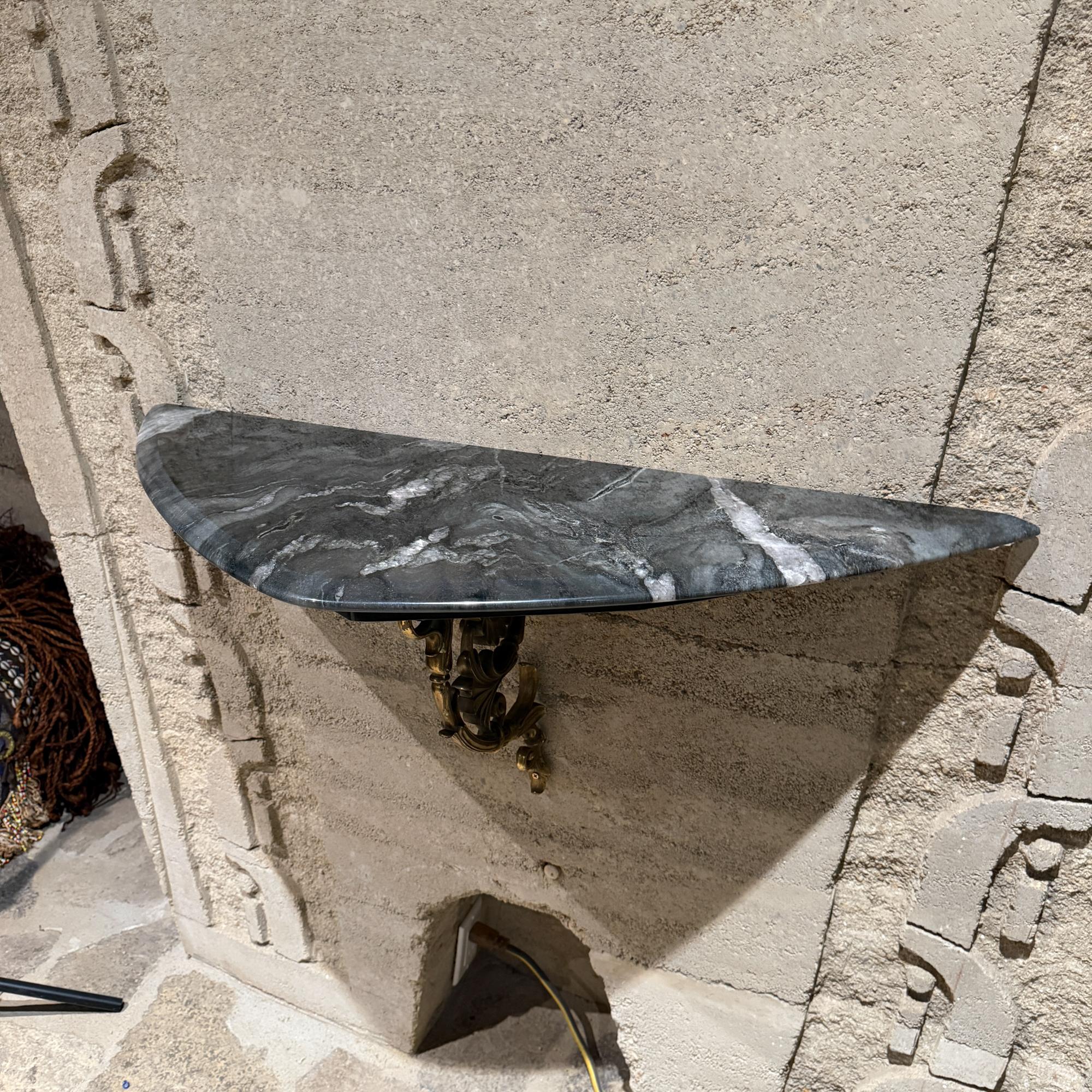 Painted Antique French Console Table Bronze Ornate Support New Stone For Sale