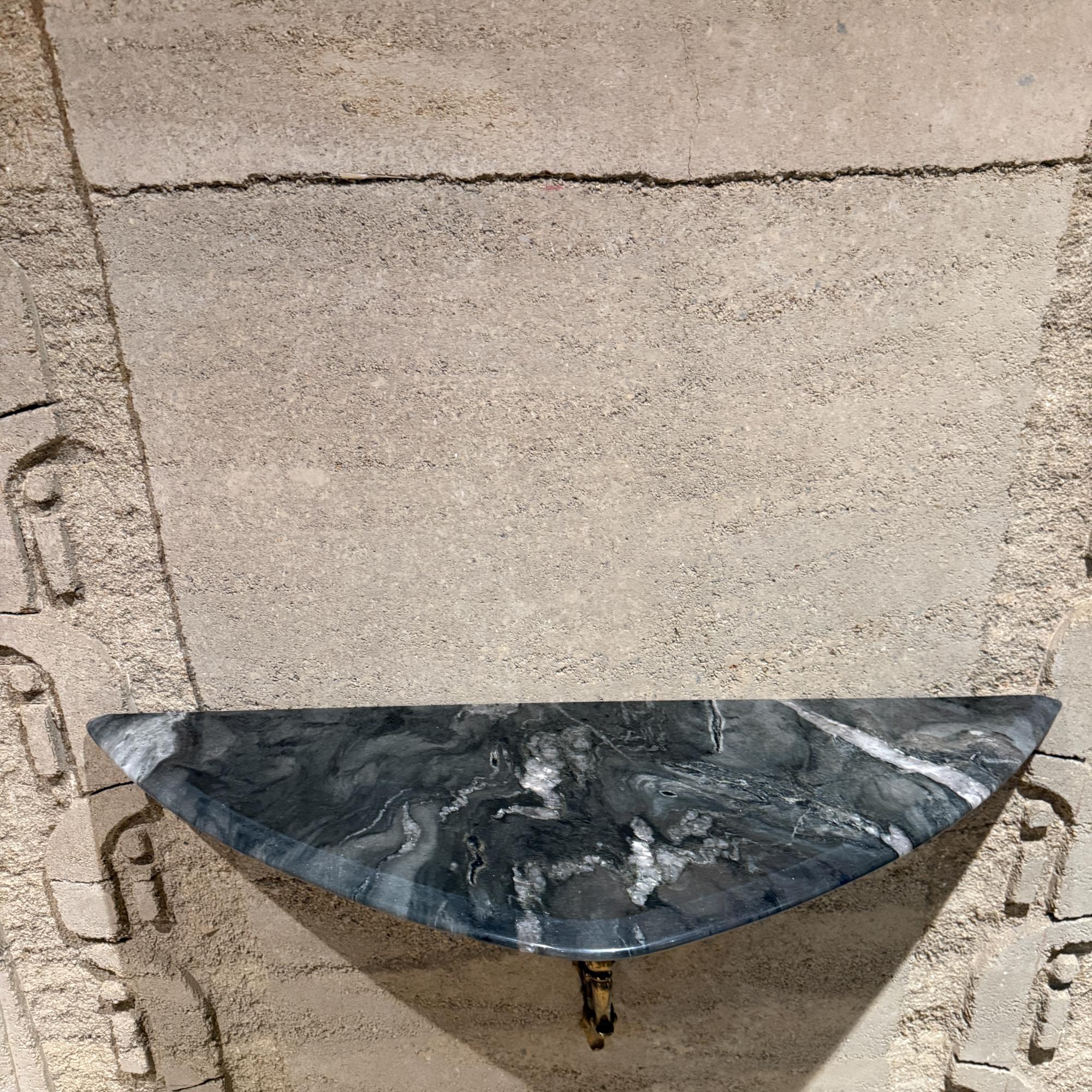 Mid-20th Century Antique French Console Table Bronze Ornate Support New Stone For Sale