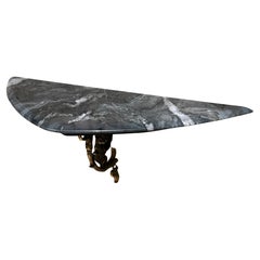 Antique French Console Table Bronzo Ornato Supporto New Stone