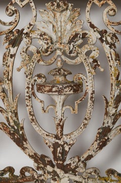 Antique French console table, cast iron, balcony, reclamation, marble, patina
