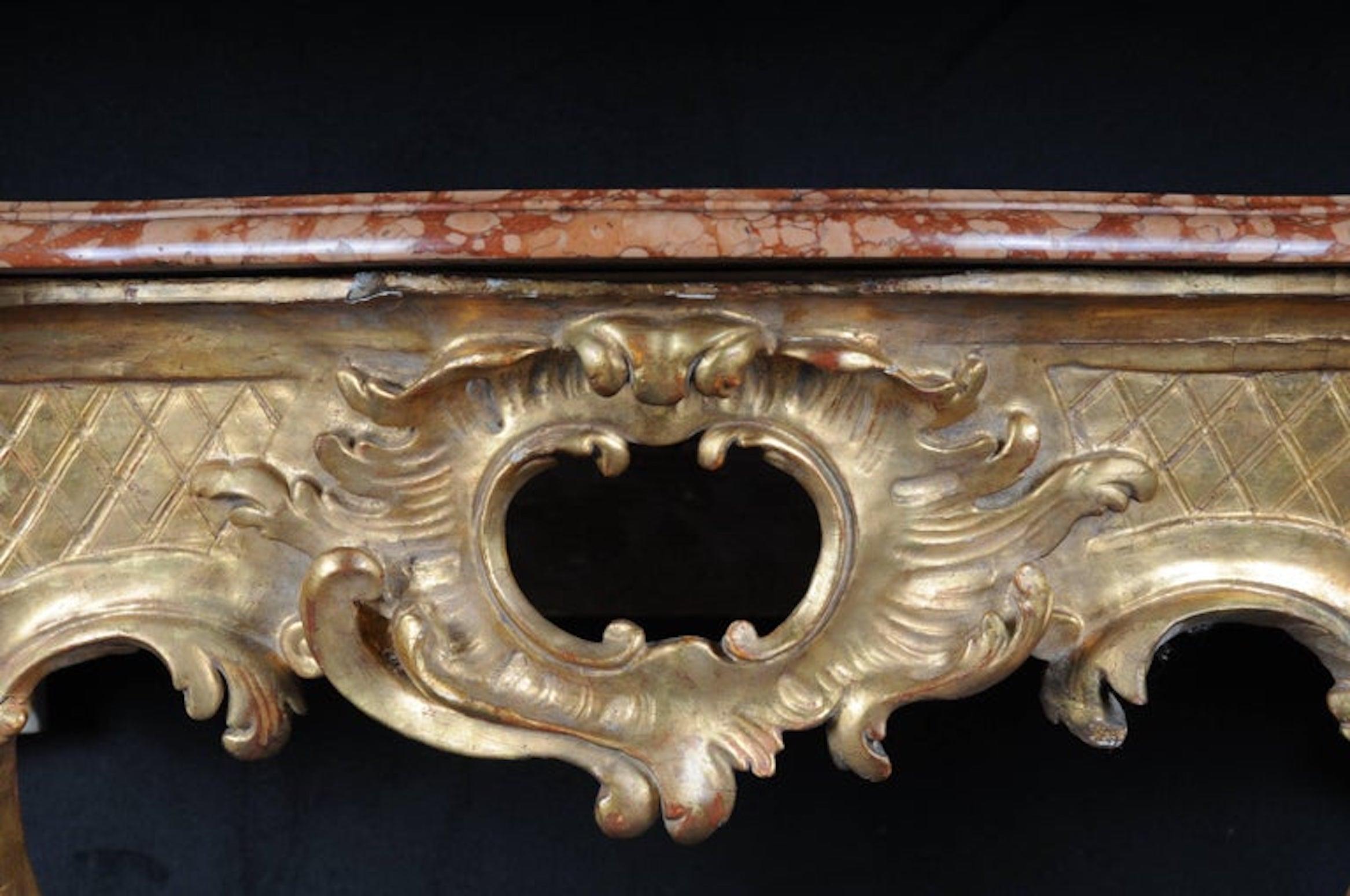 Hand-Carved Antique French Console Table, circa 1790-1810 For Sale
