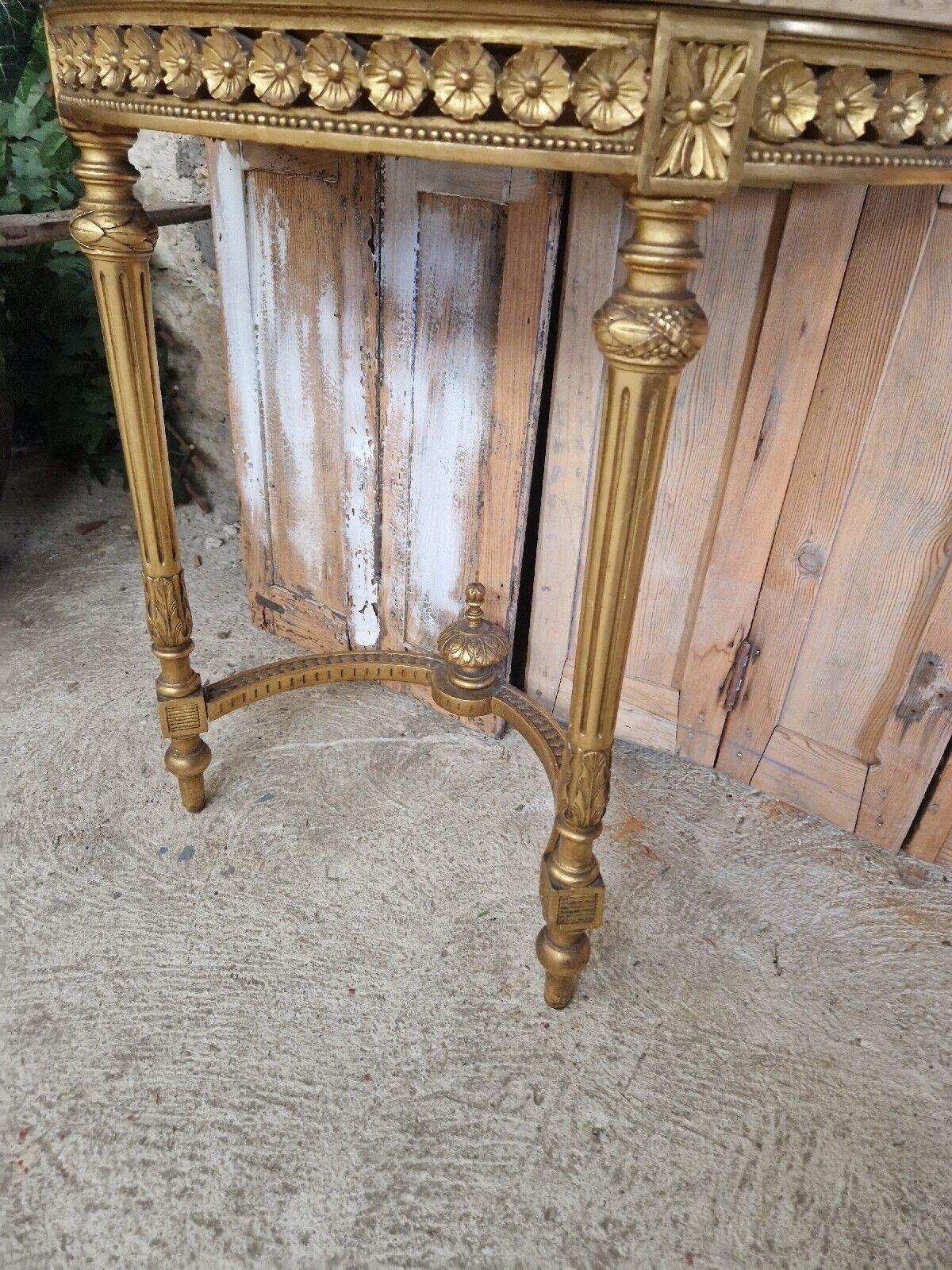19th Century Antique French Console Table Louis XVI Style with Marble Top For Sale