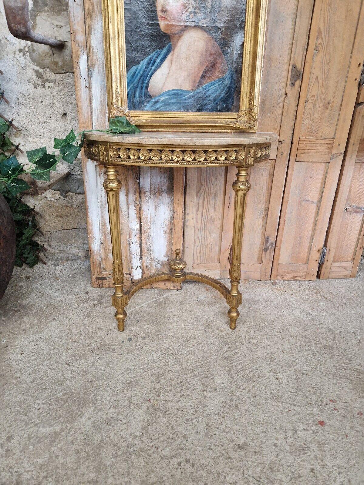 Antique French Console Table Louis XVI Style with Marble Top For Sale 3