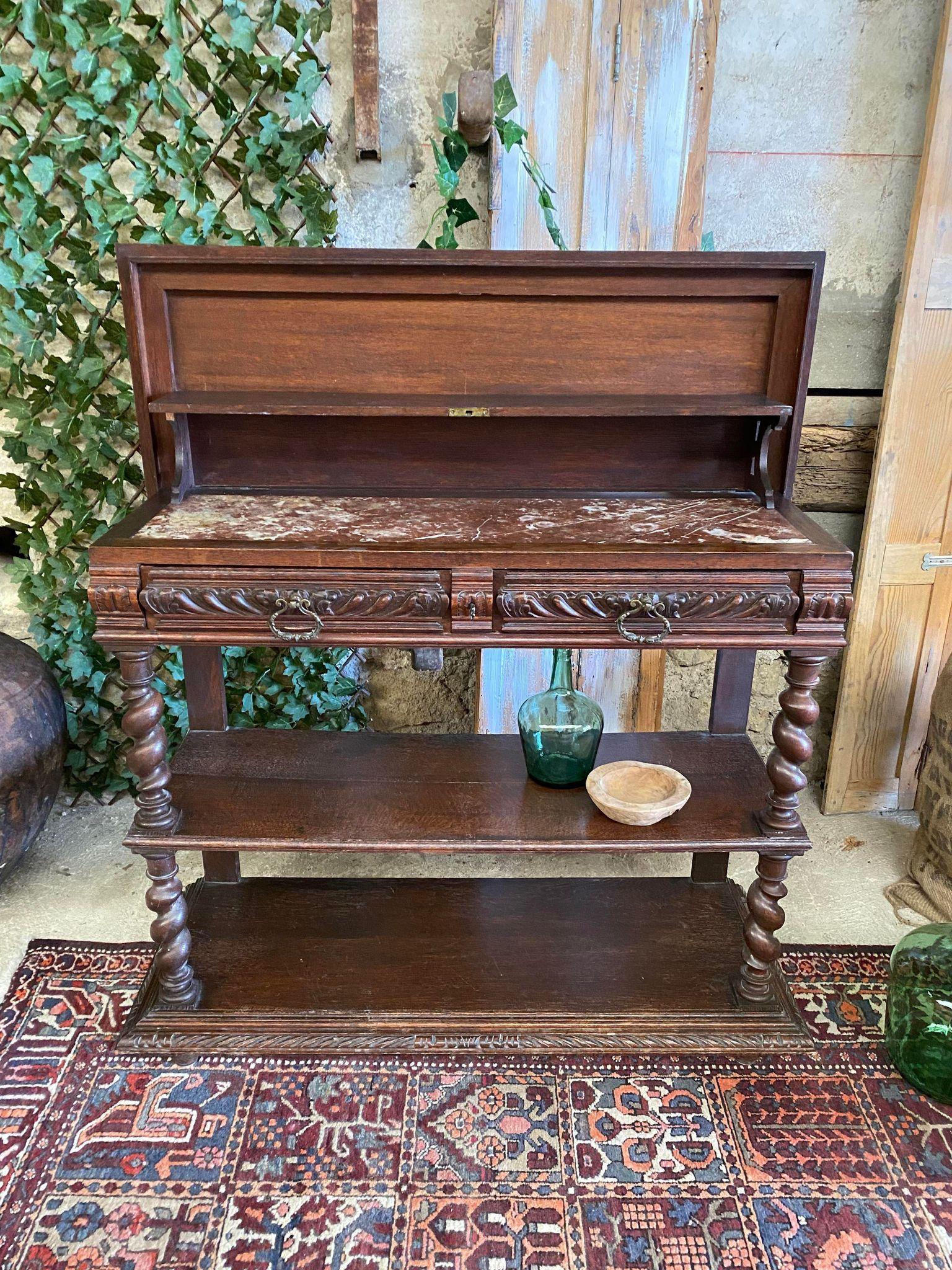 19th Century French Console Serving Table Marble Top 6