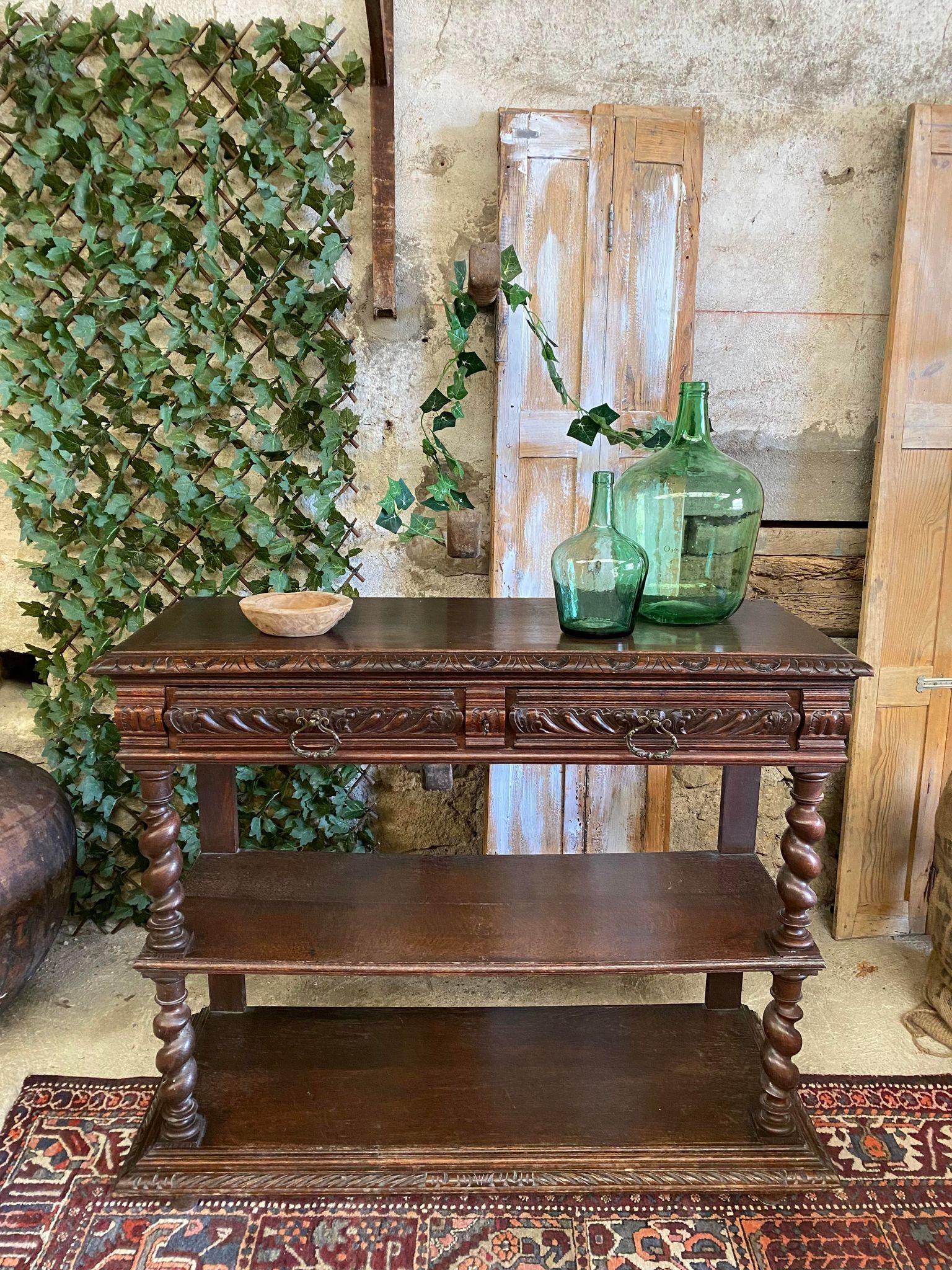 19th Century French Console Serving Table Marble Top 15