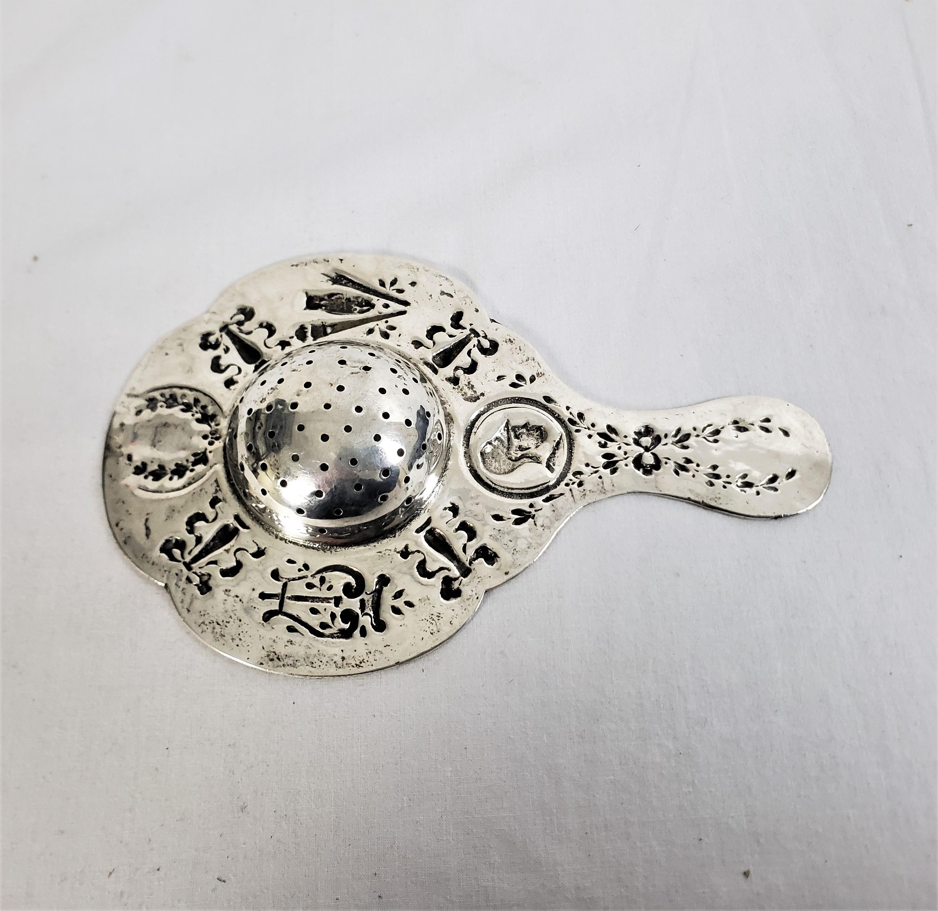 Antique French Continental .800 Silver Tea Strainer For Sale 4