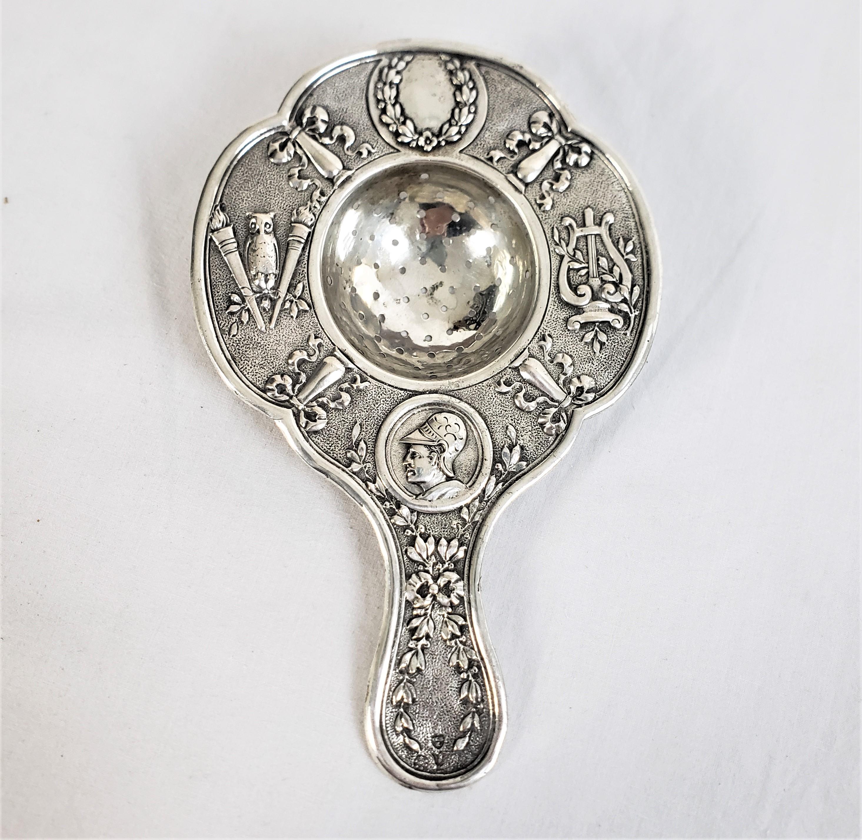 Victorian Antique French Continental .800 Silver Tea Strainer For Sale