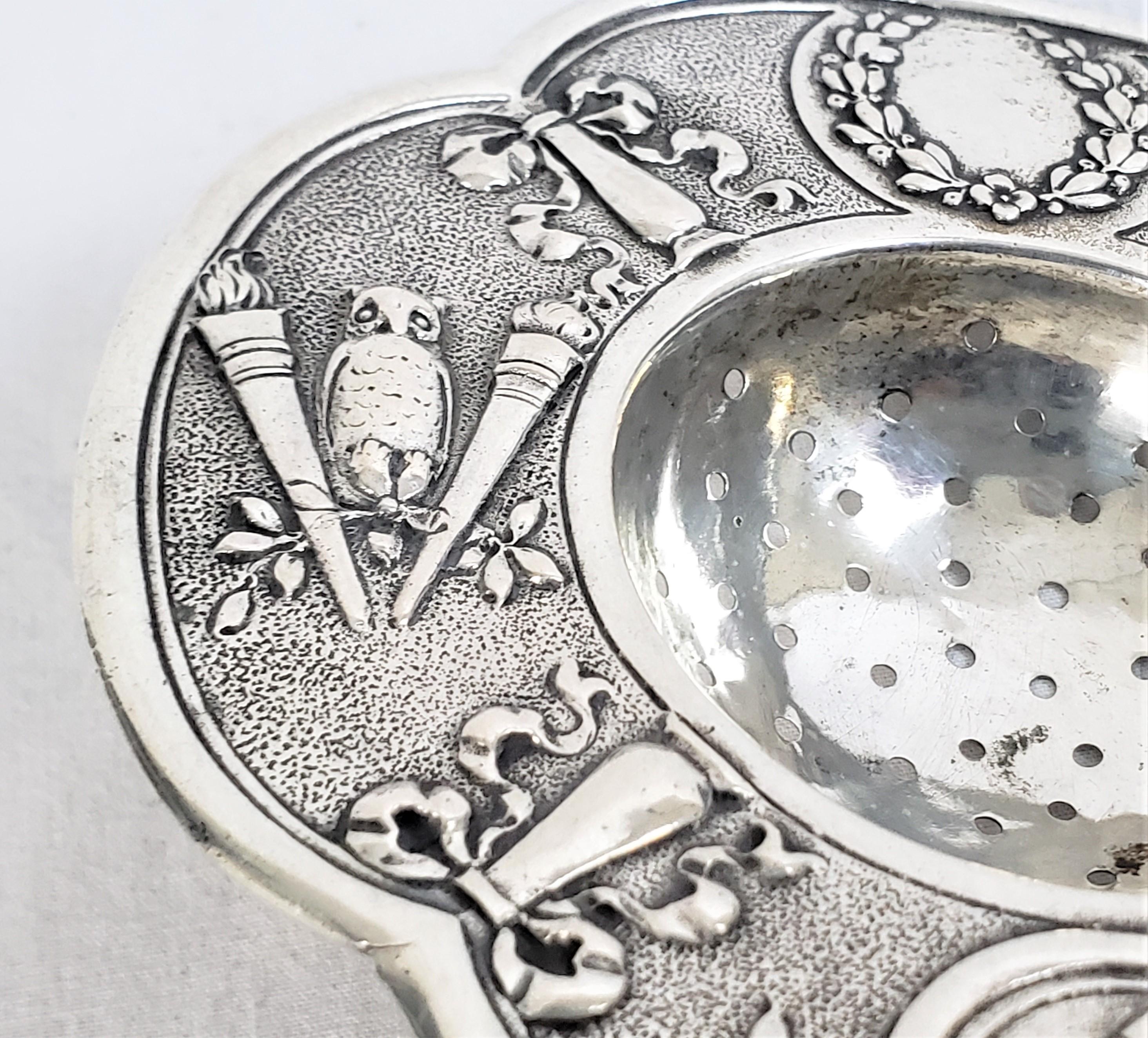 Antique French Continental .800 Silver Tea Strainer For Sale 1