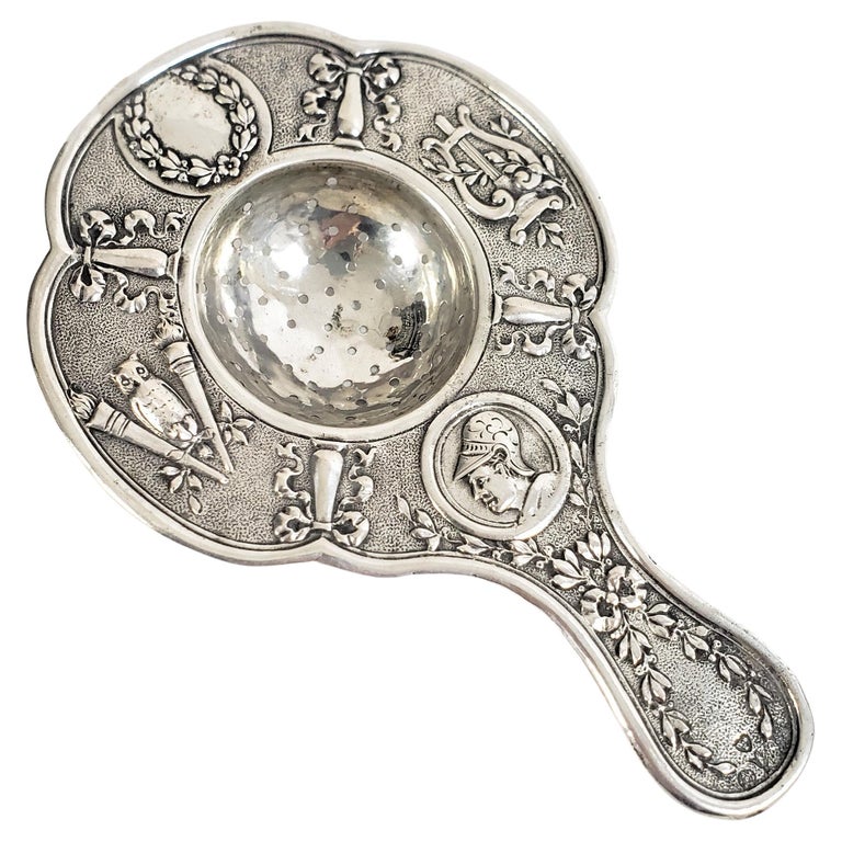 Antique French Continental .800 Silver Tea Strainer For Sale at 1stDibs